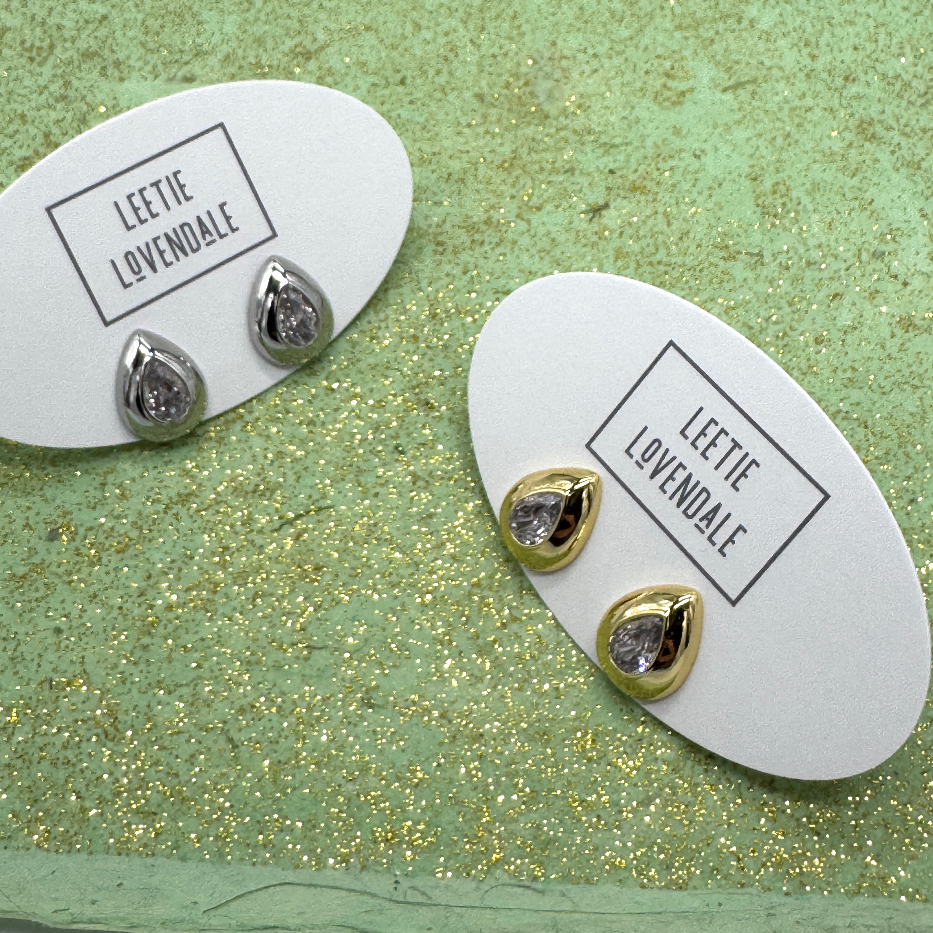 Crystal Spark Teardrop Stud Earrings