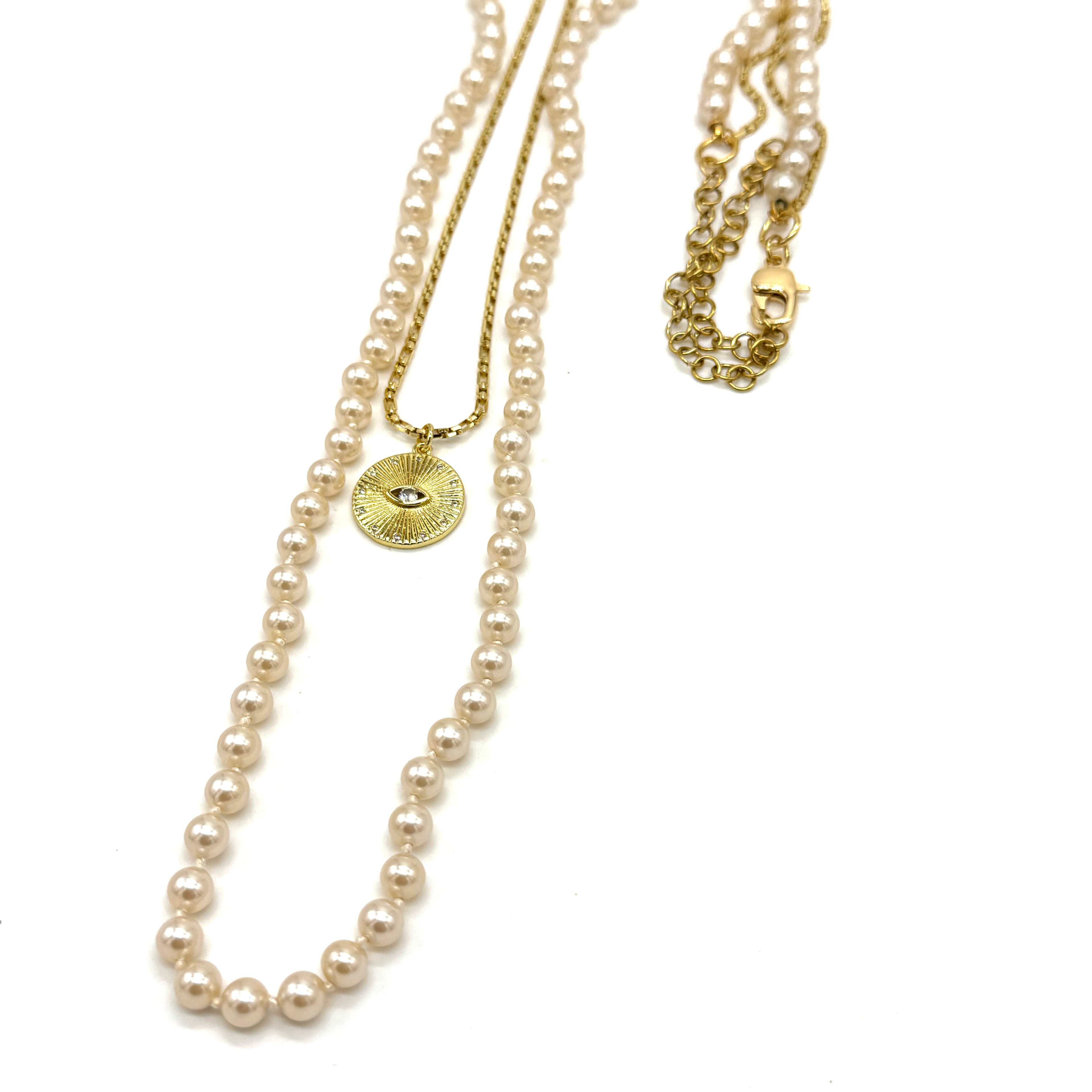 All Seeing Pearl Doublet Necklace