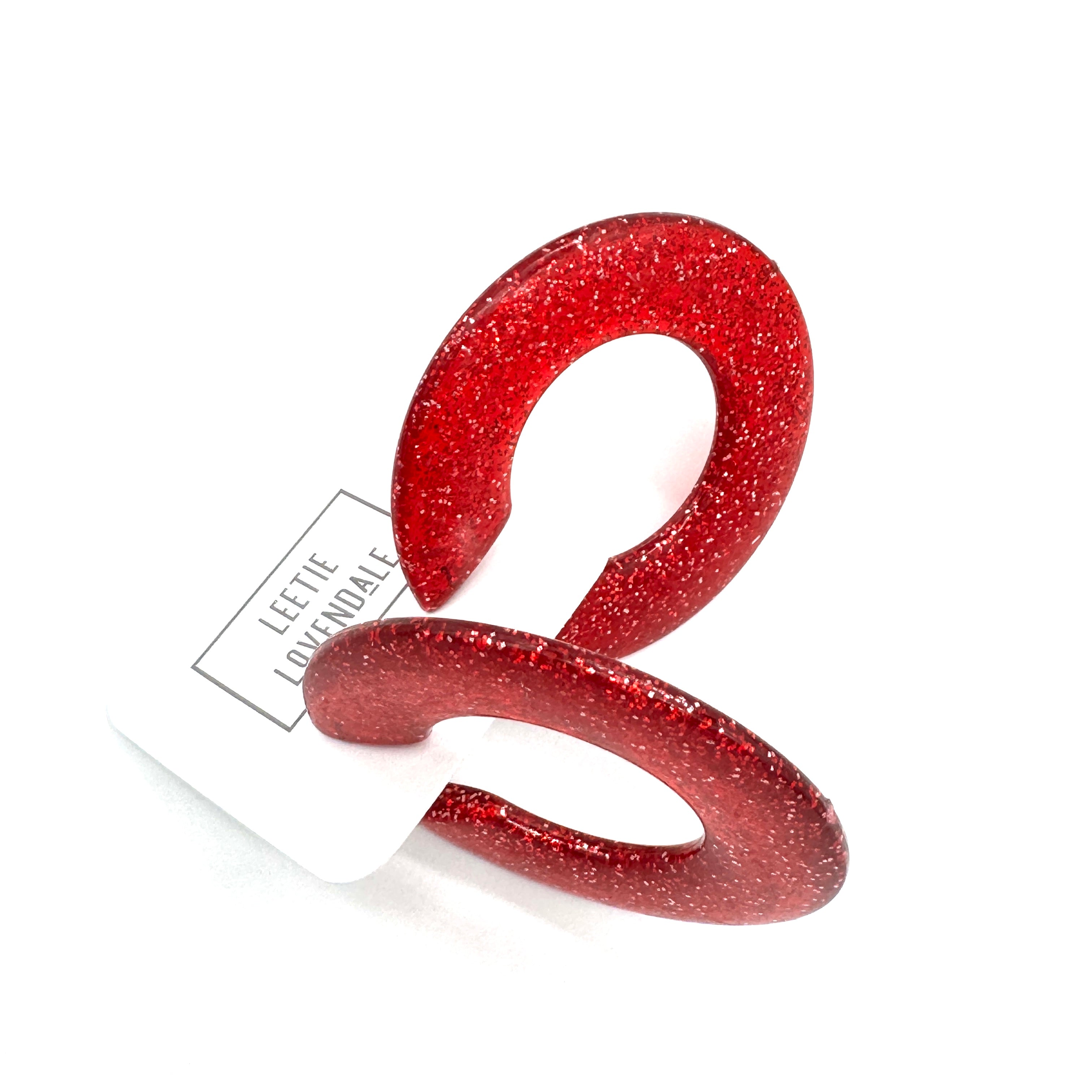 Red Glitter Large Twiggy Hoop Earrings