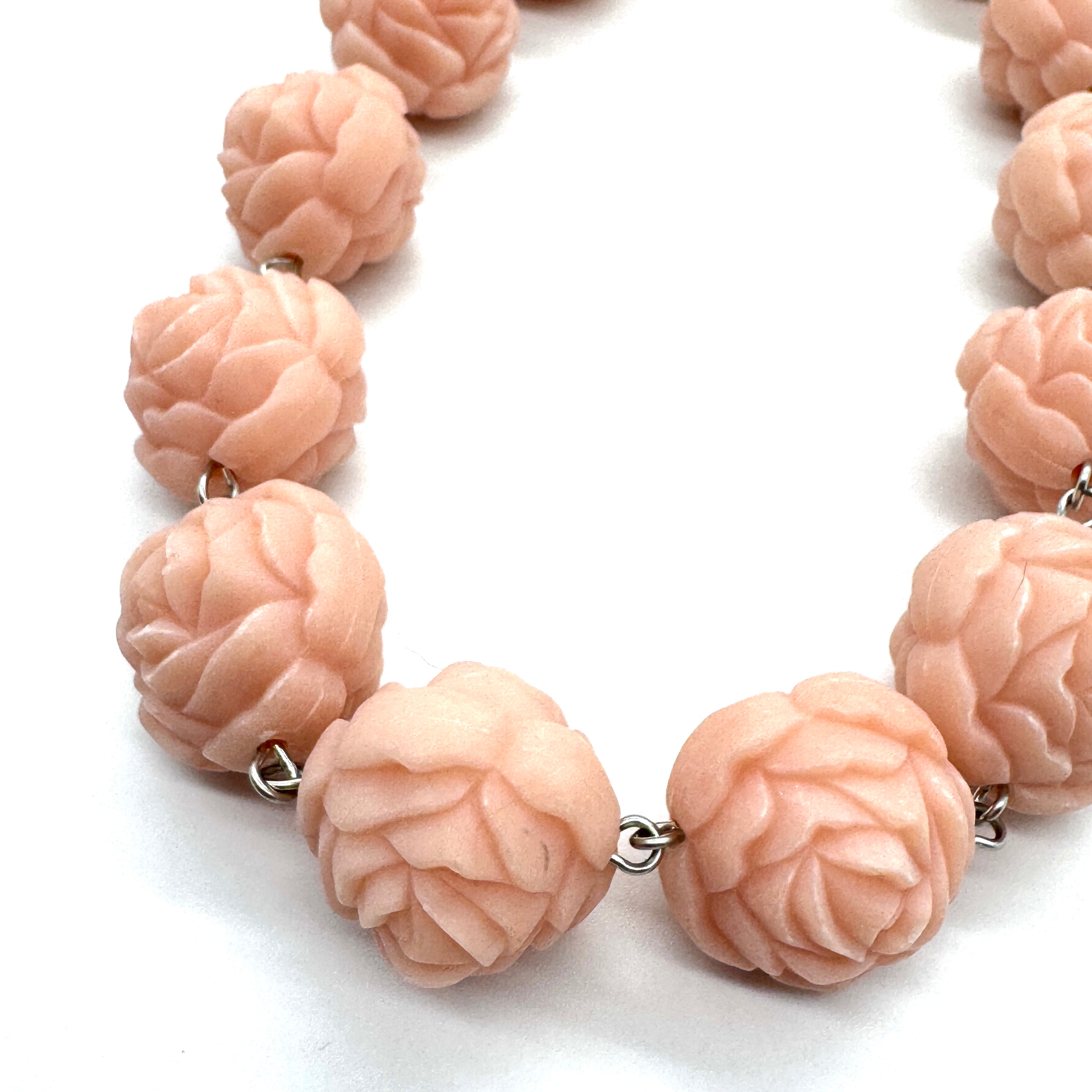 Peach Rosette Statement Amelia Necklace