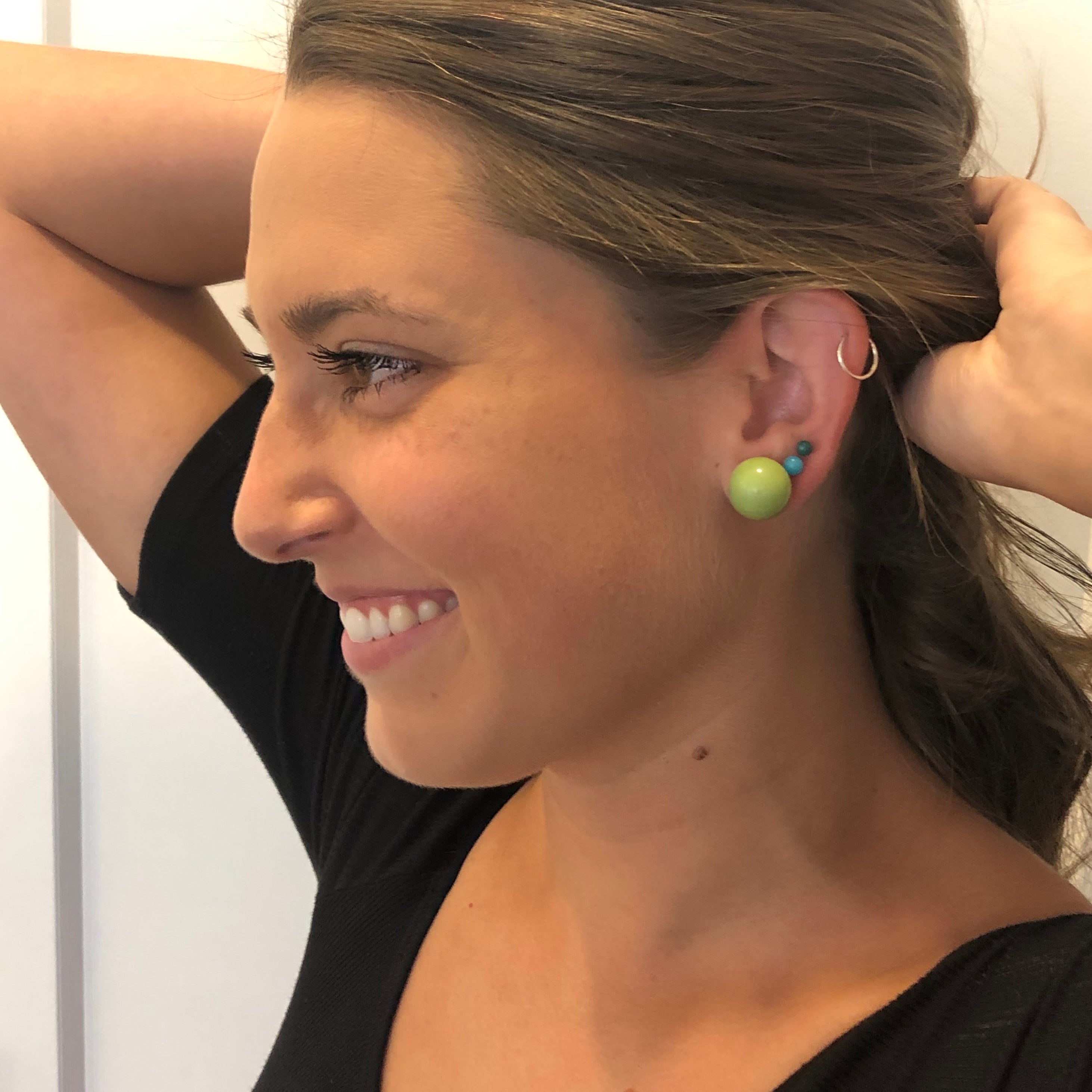 White Moonglow Jumbo Ball Stud Earrings