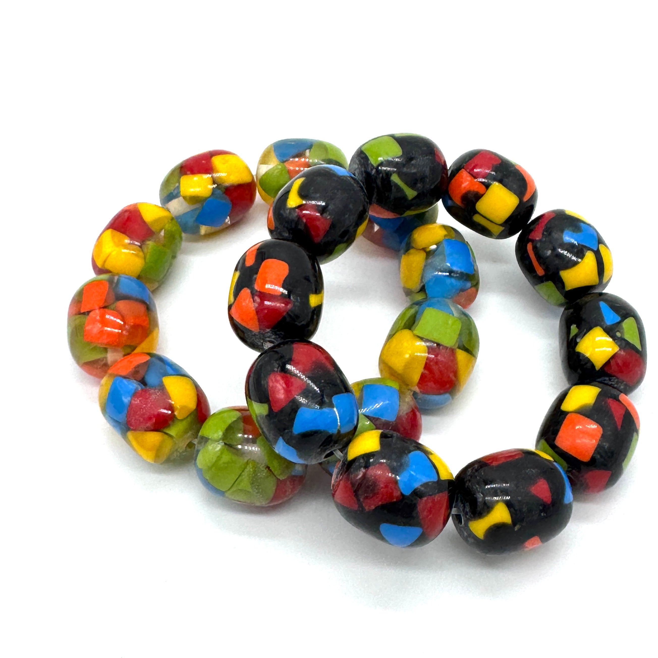 Crayon Confetti Stretch Oval Bead Bracelet