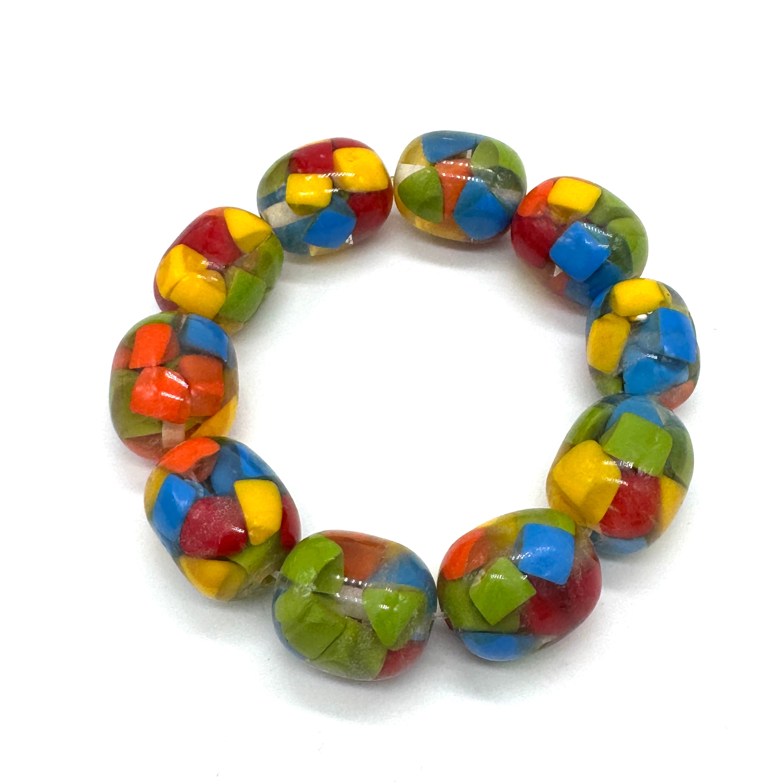 Crayon Confetti Stretch Oval Bead Bracelet