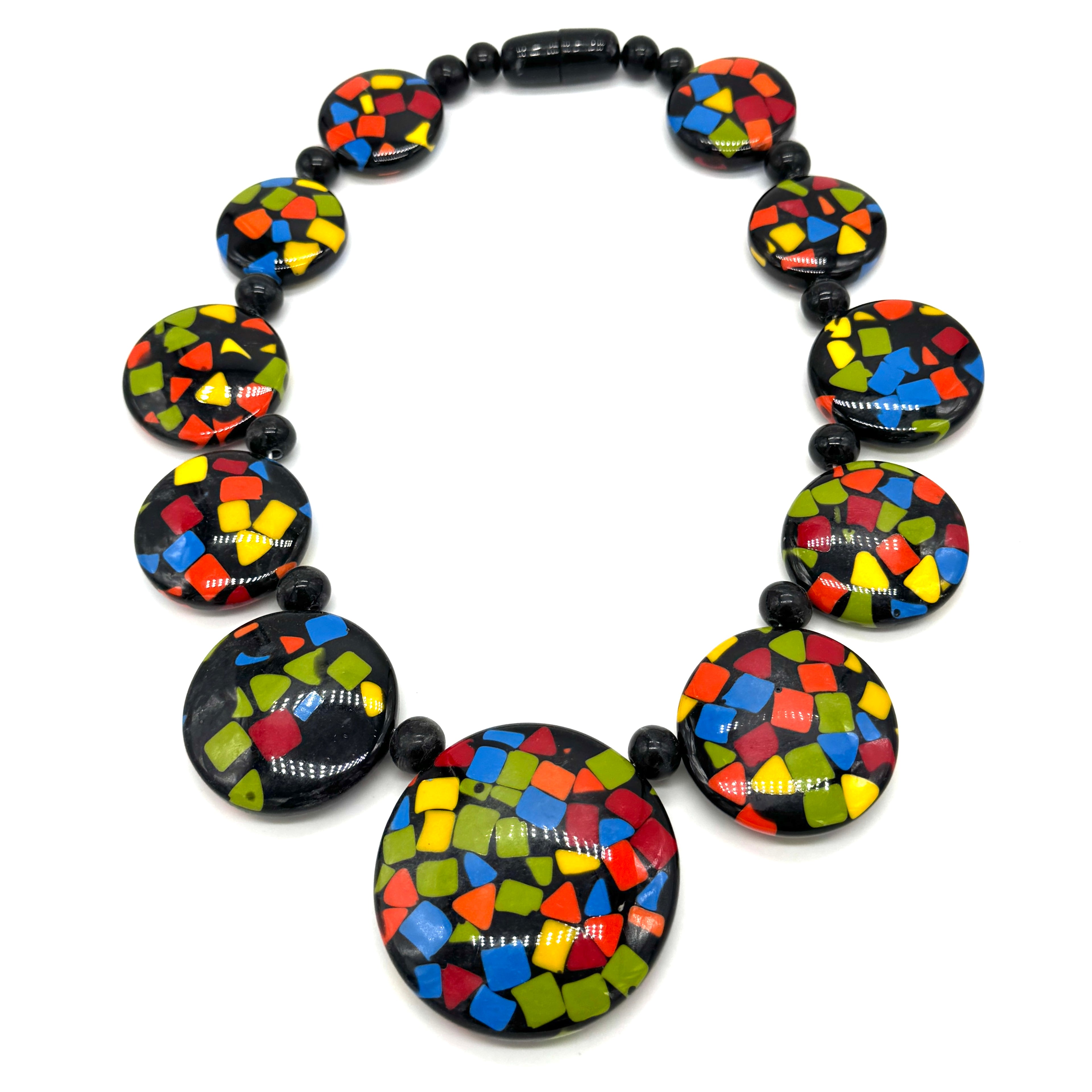 Crayon & Black Confetti Bold Disc Necklace