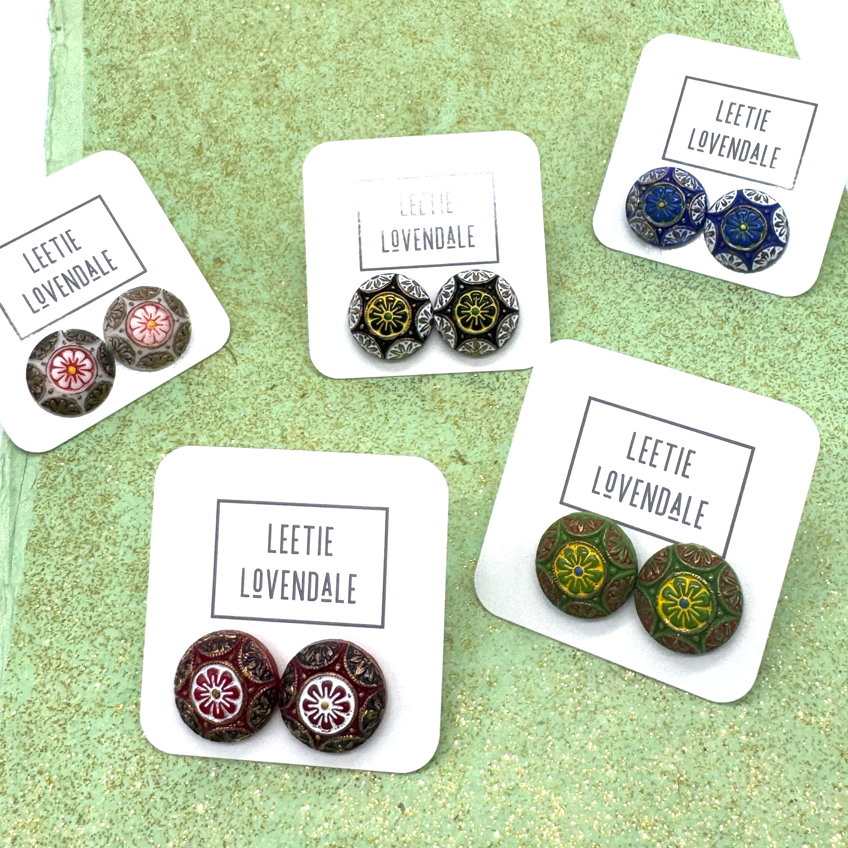 Old World Glass Stud Earrings