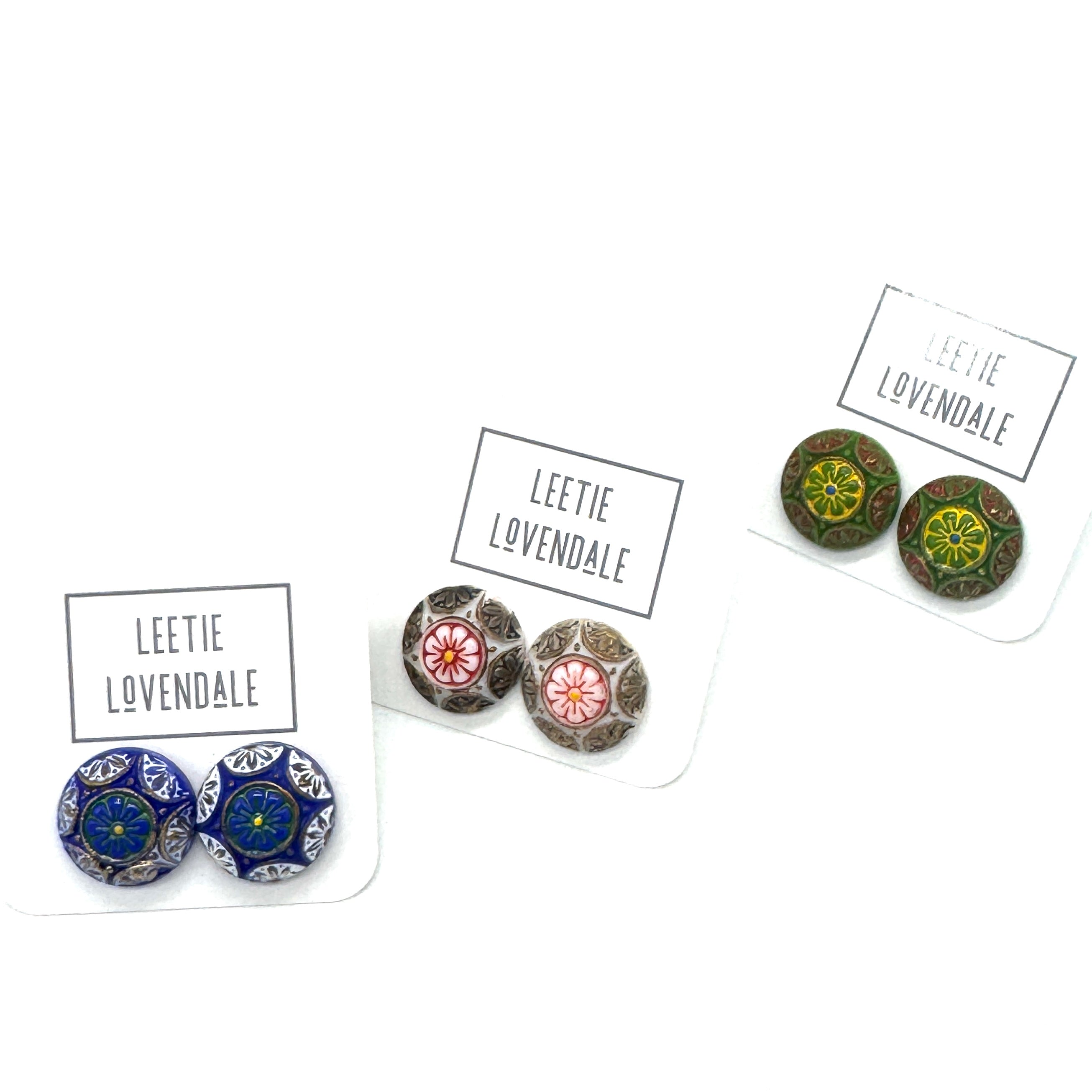 Old World Glass Stud Earrings