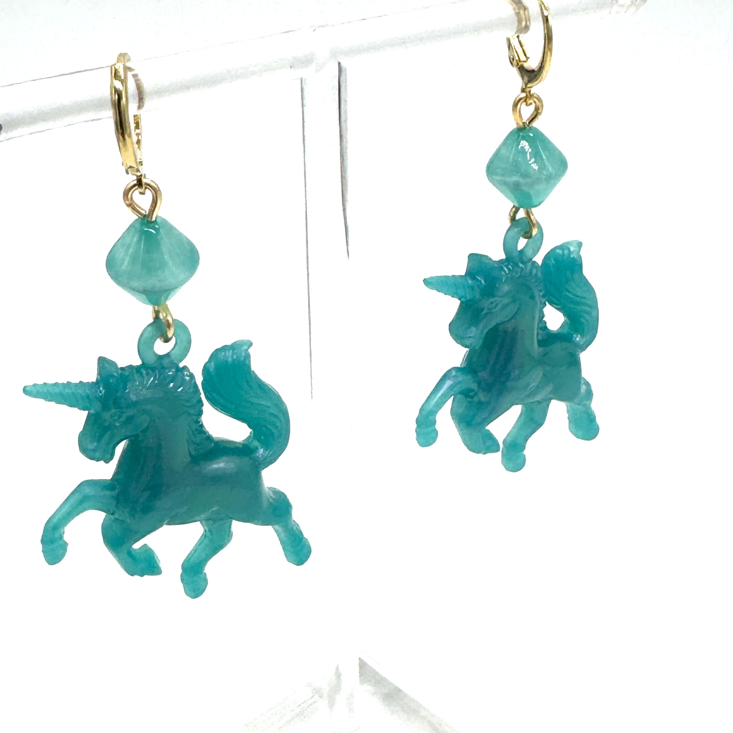 Teal Glow Unicorn Earrings