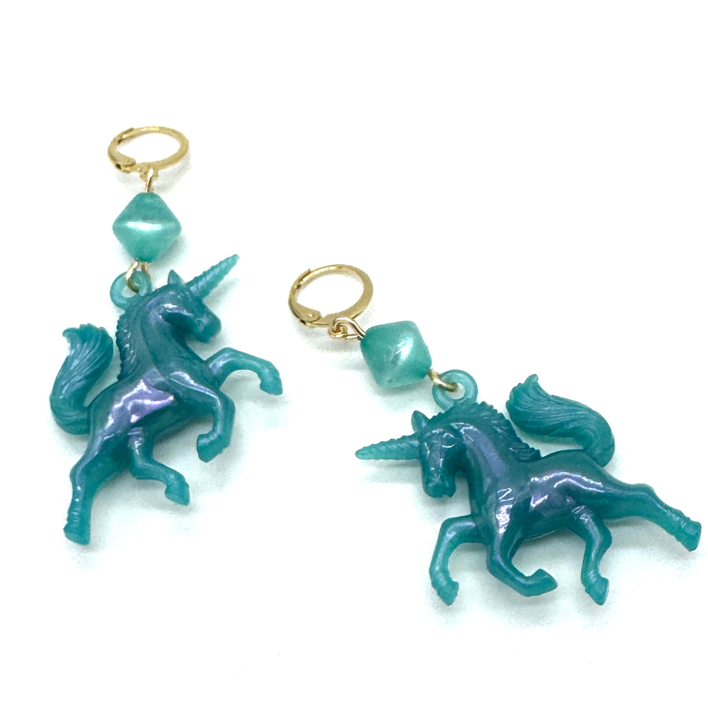 Teal Glow Unicorn Earrings