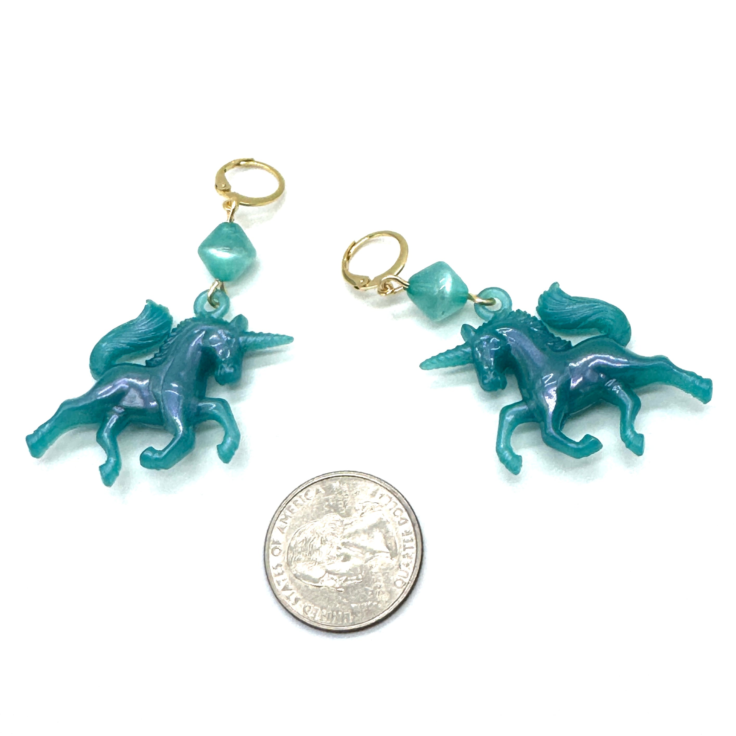 Teal Glow Unicorn Earrings