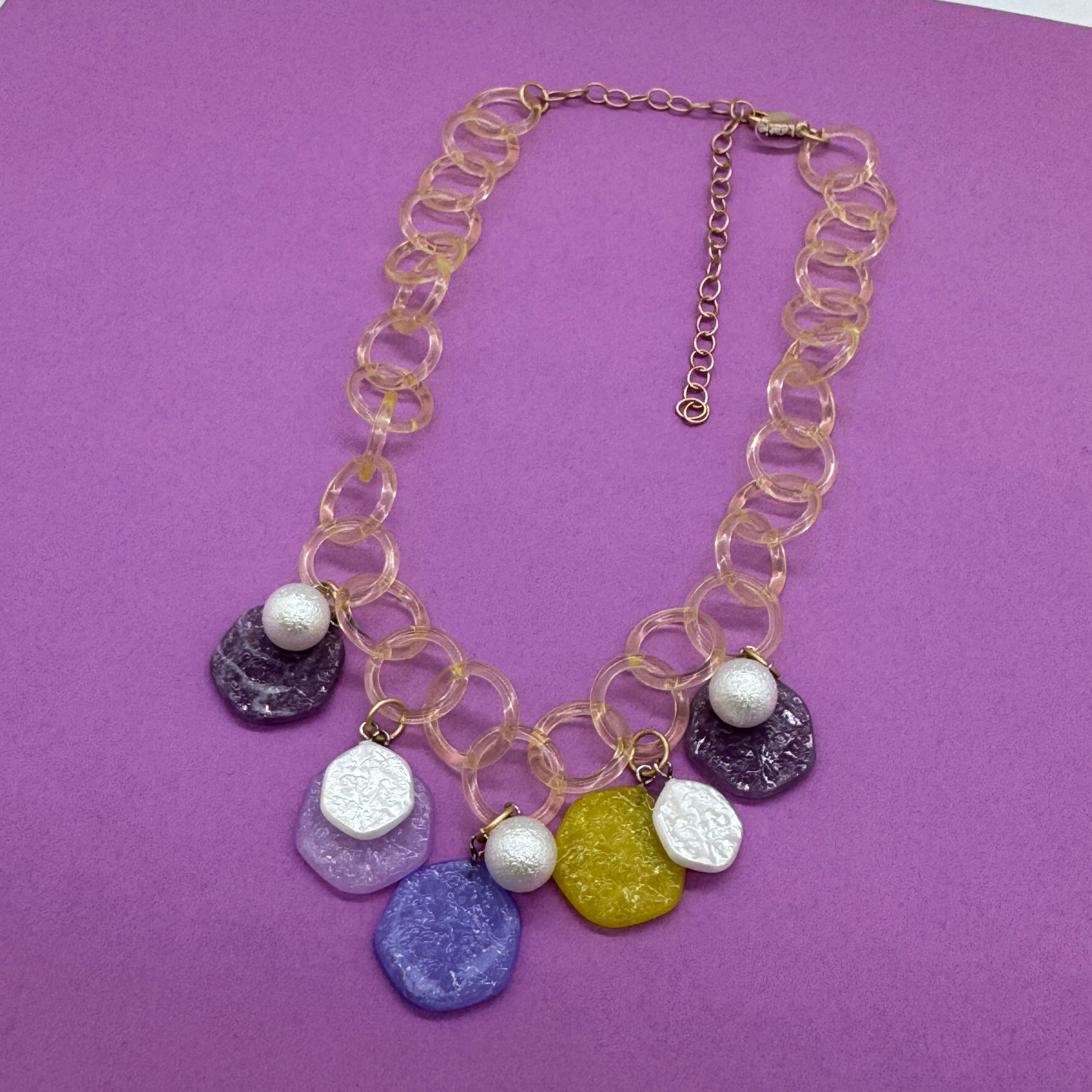 Periwinkle Picnic Clink Lucite Link Charm Necklace