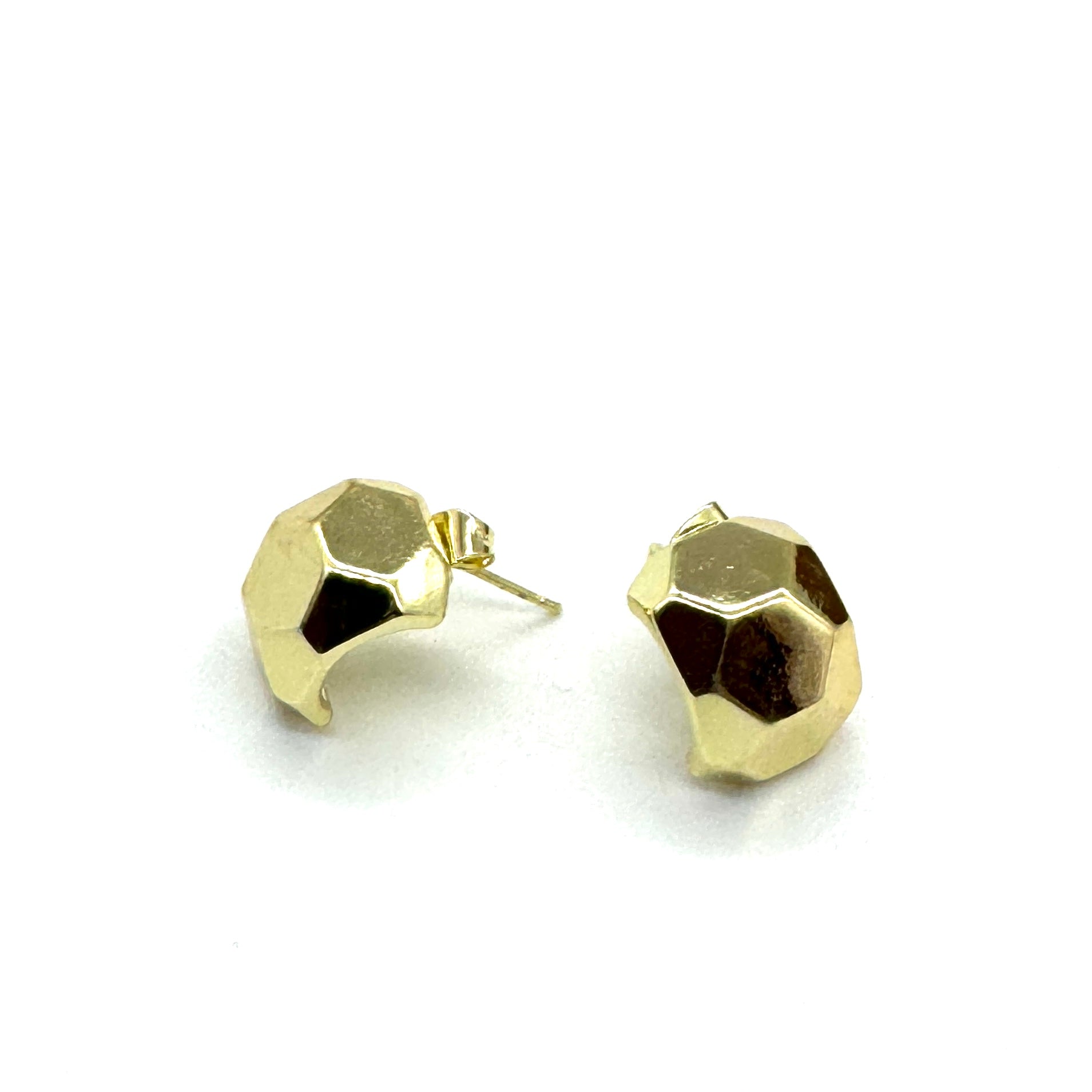 Faceted Nugget Hoop Stud Earrings