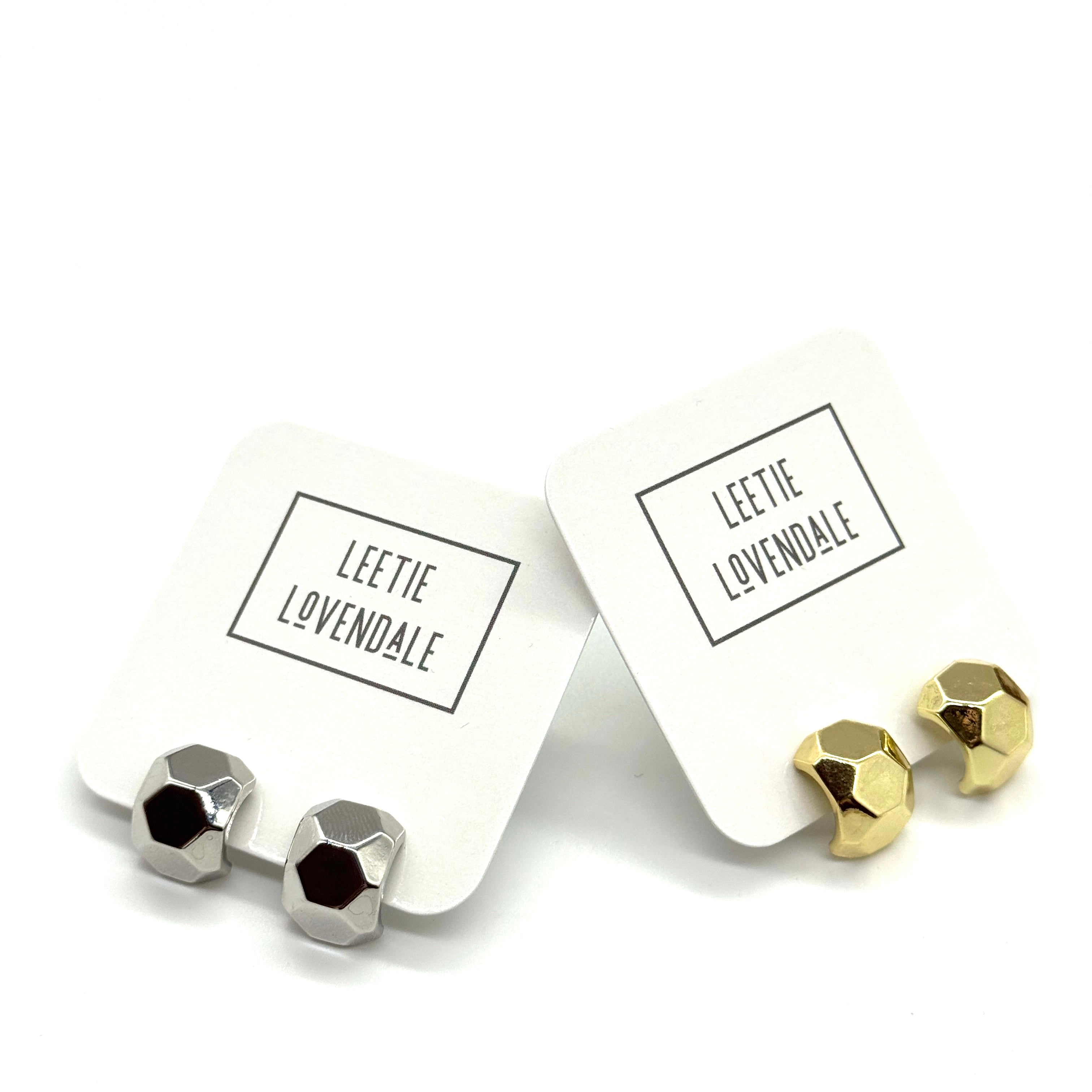 Faceted Nugget Hoop Stud Earrings