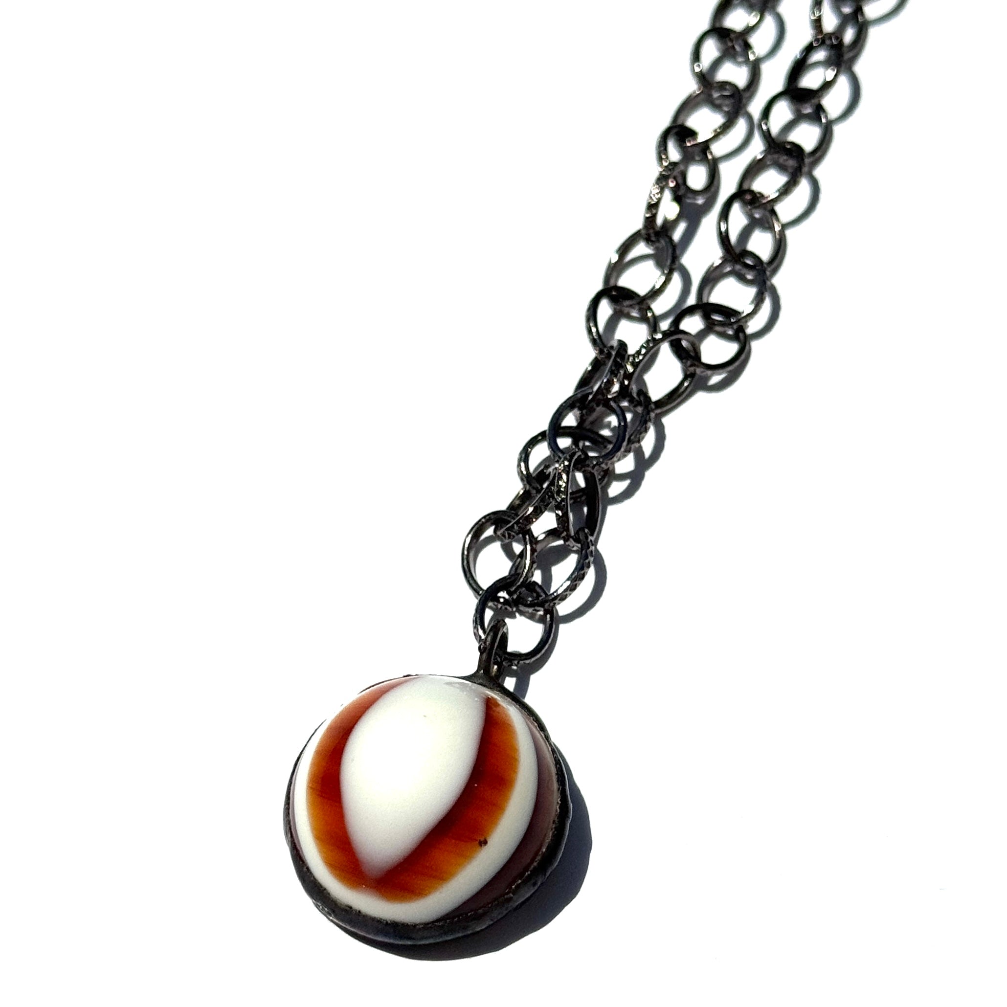 Tortoise Bullseye & Gun Metal Layering Necklace - Medium