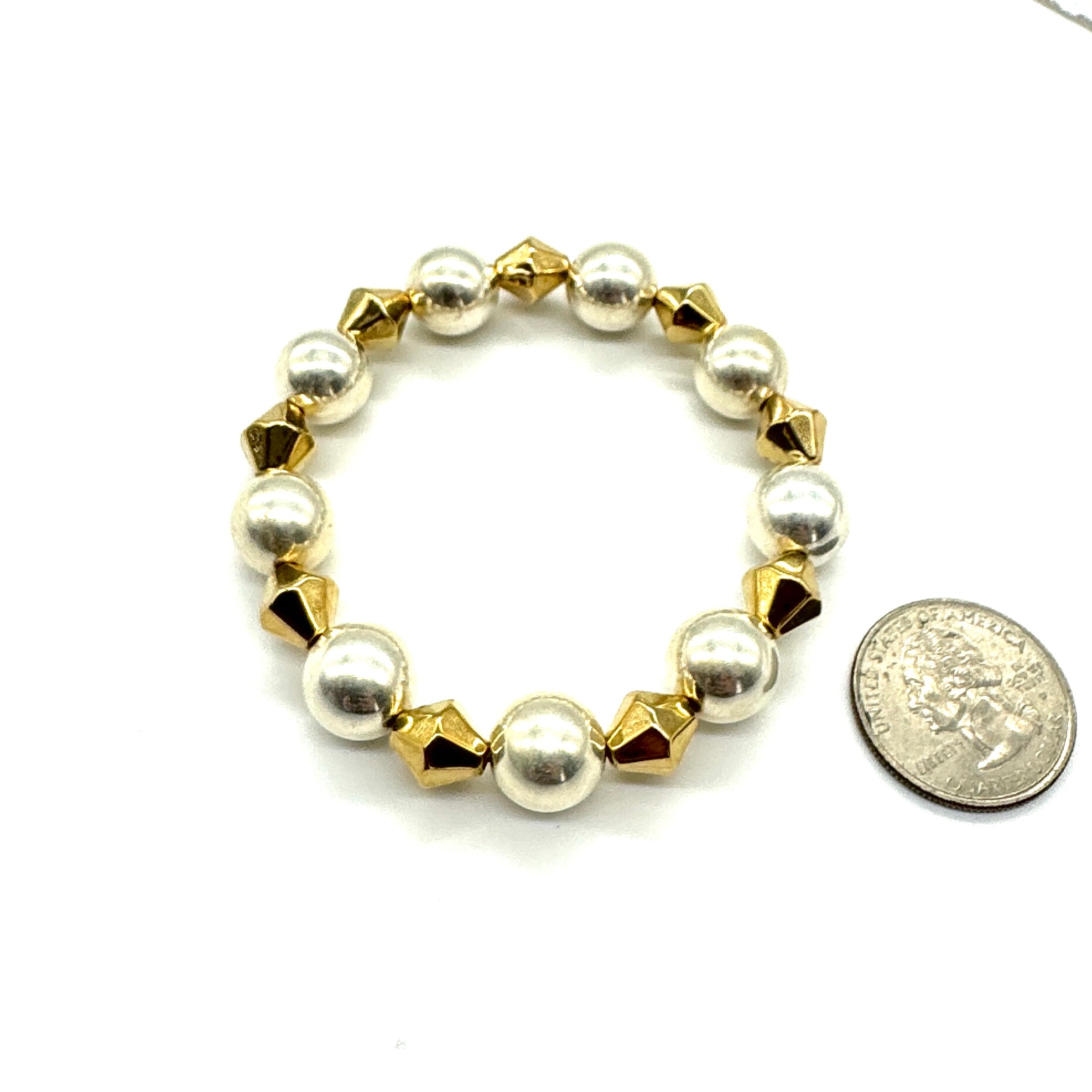 Silver & Gold Mixed Statement Stretch Bracelet