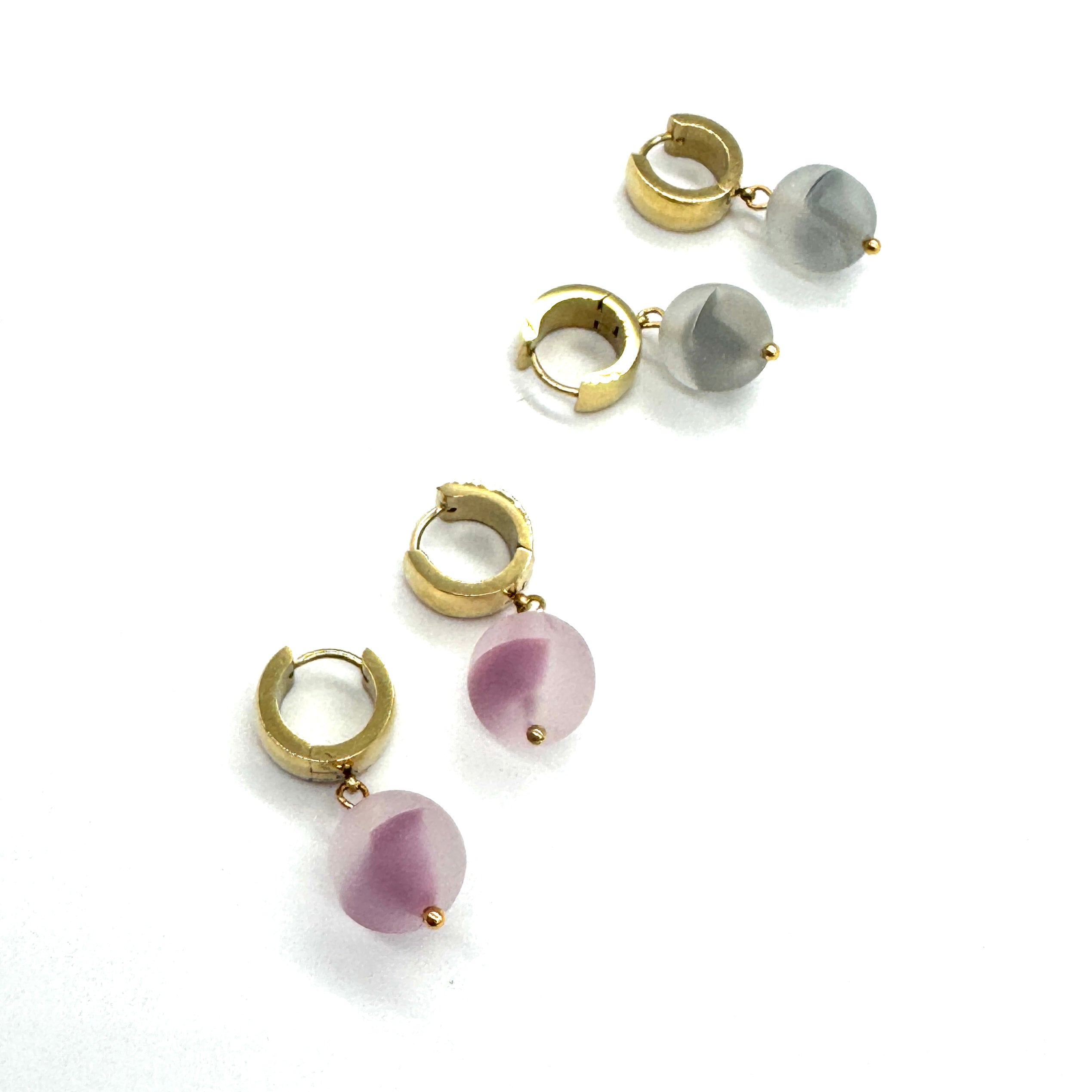 Sugarcloud Givré Glass Huggie Drop Earrings