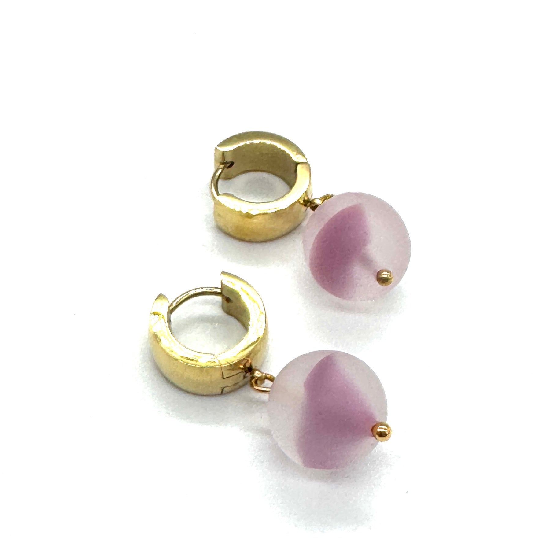 Sugarcloud Givré Glass Huggie Drop Earrings