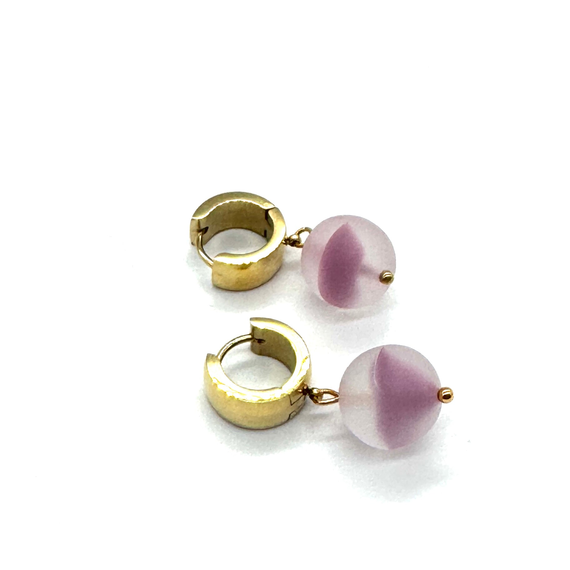 Sugarcloud Givré Glass Huggie Drop Earrings