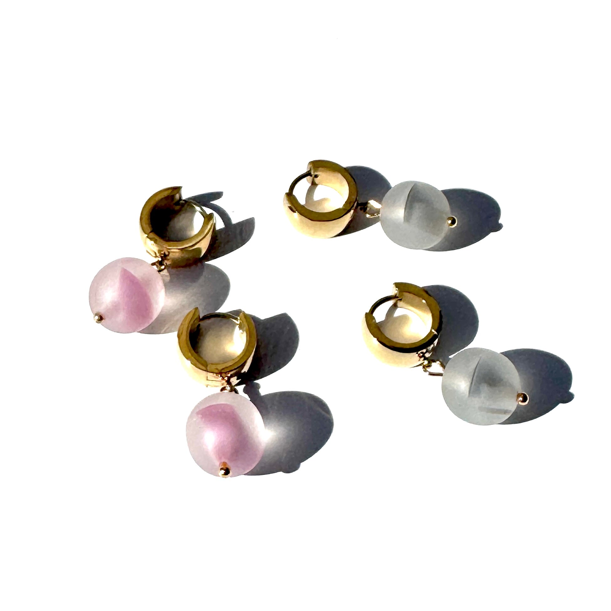 Sugarcloud Givré Glass Huggie Drop Earrings