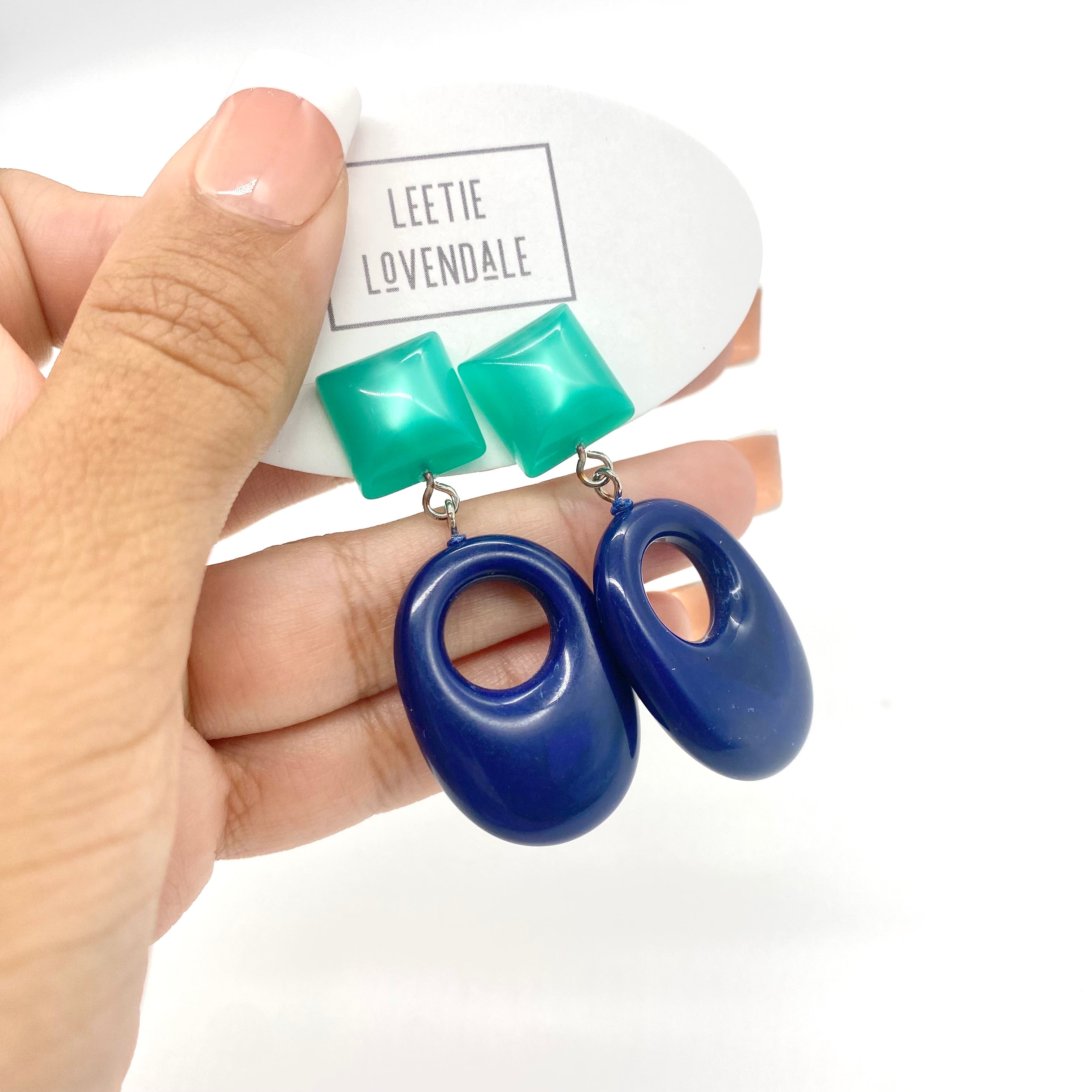 Emerald & Cobalt Drop Earrings