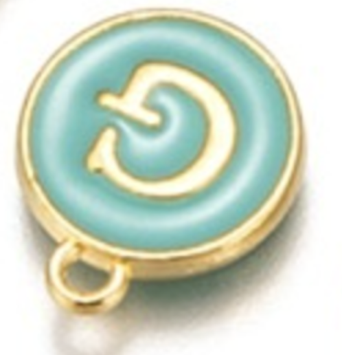 Turquoise Green Initial Letter Charms - Add On to Necklace