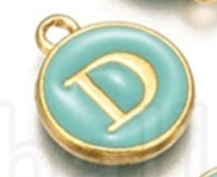 Turquoise Green Initial Letter Charms - Add On to Necklace