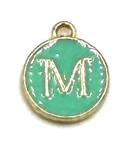 Turquoise Green & Gold Leetie Initial Necklace