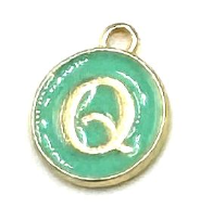 Turquoise Green & Gold Leetie Initial Necklace