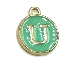 Turquoise Green Initial Letter Charms - Add On to Necklace