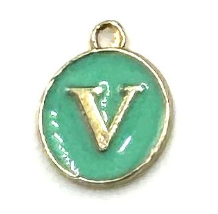 Turquoise Green Initial Letter Charms - Add On to Necklace
