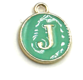 Turquoise Green & Gold Leetie Initial Necklace