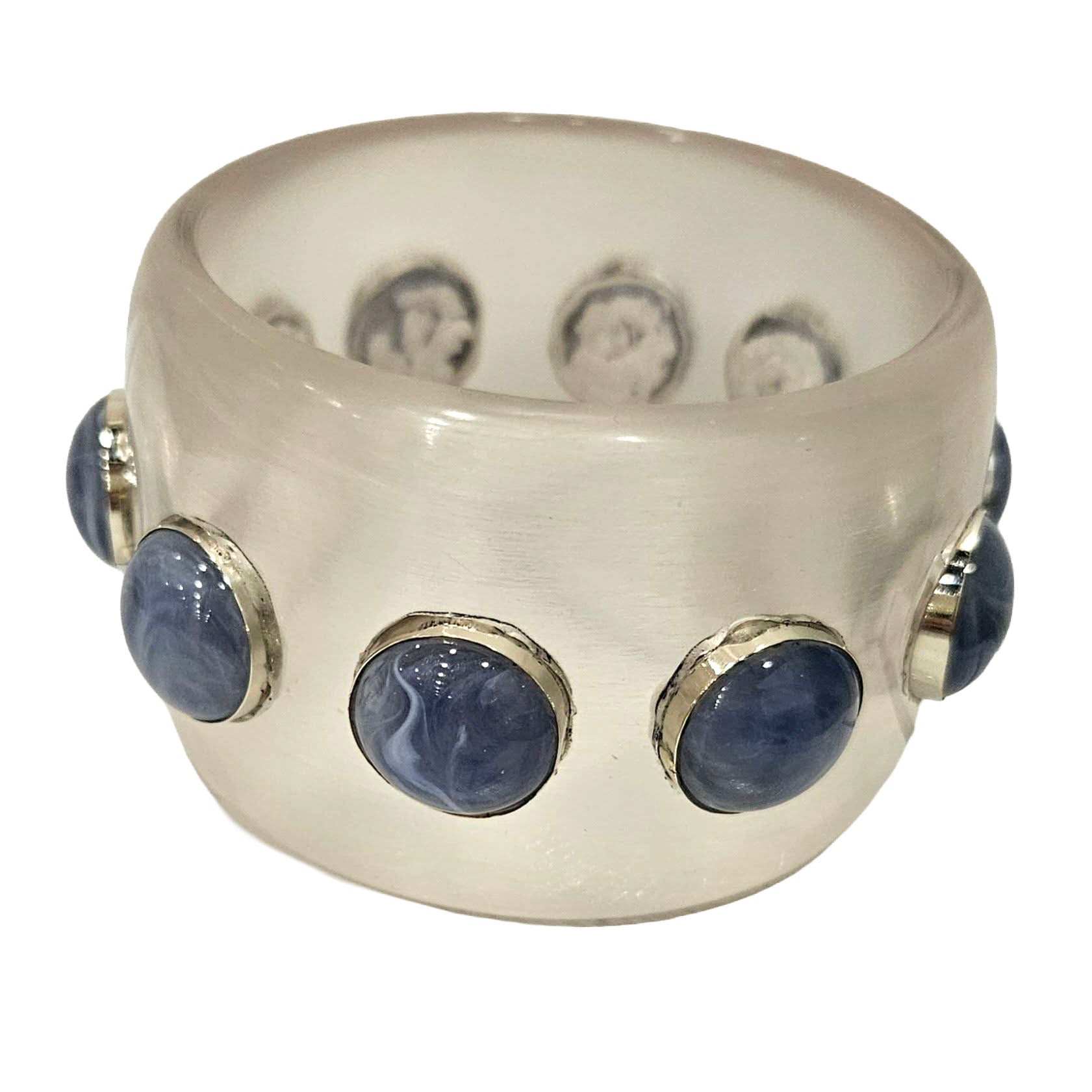 Clear & Denim Marbled Bangle Bracelet