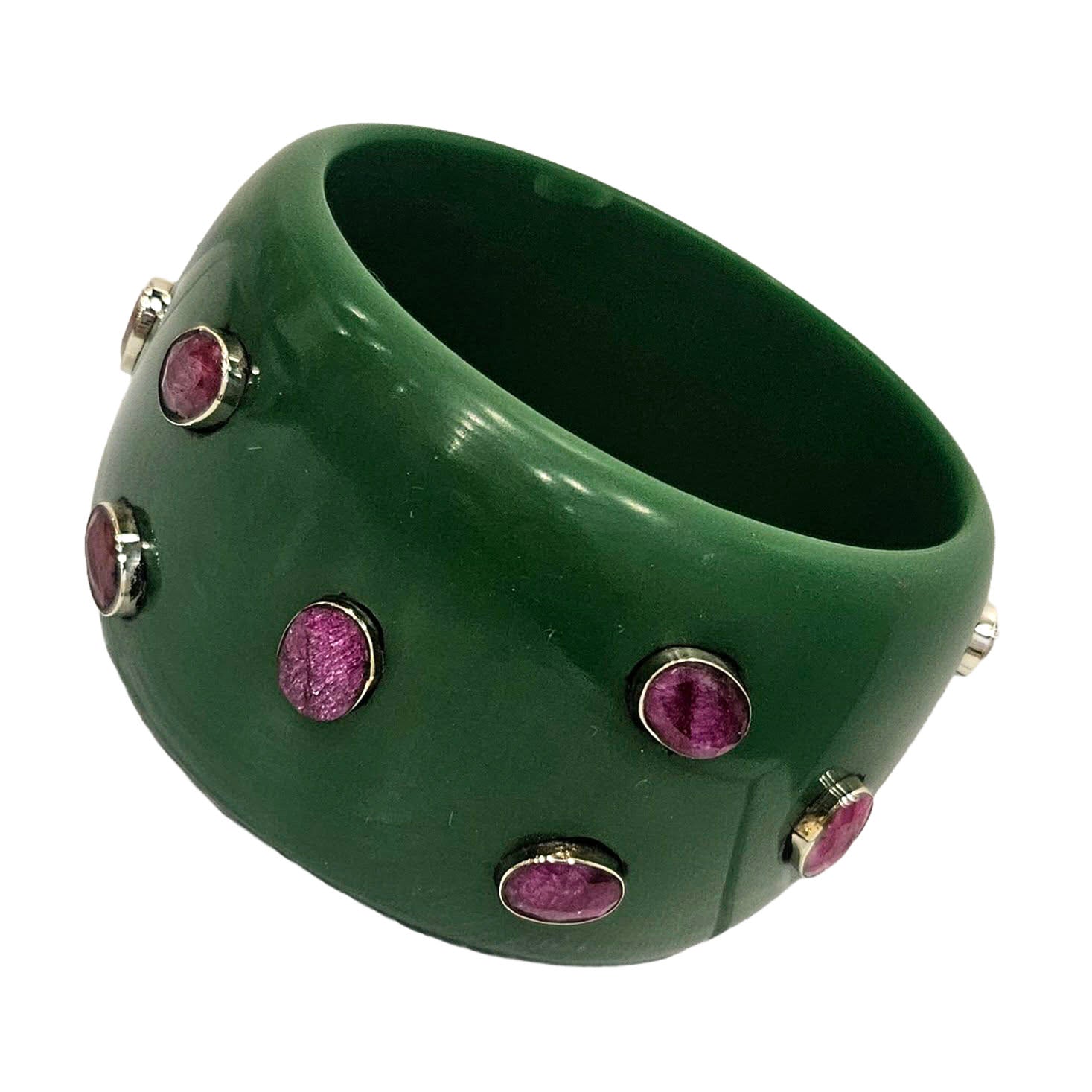 Green & Ruby Resin Bangle Bracelet - Mondo
