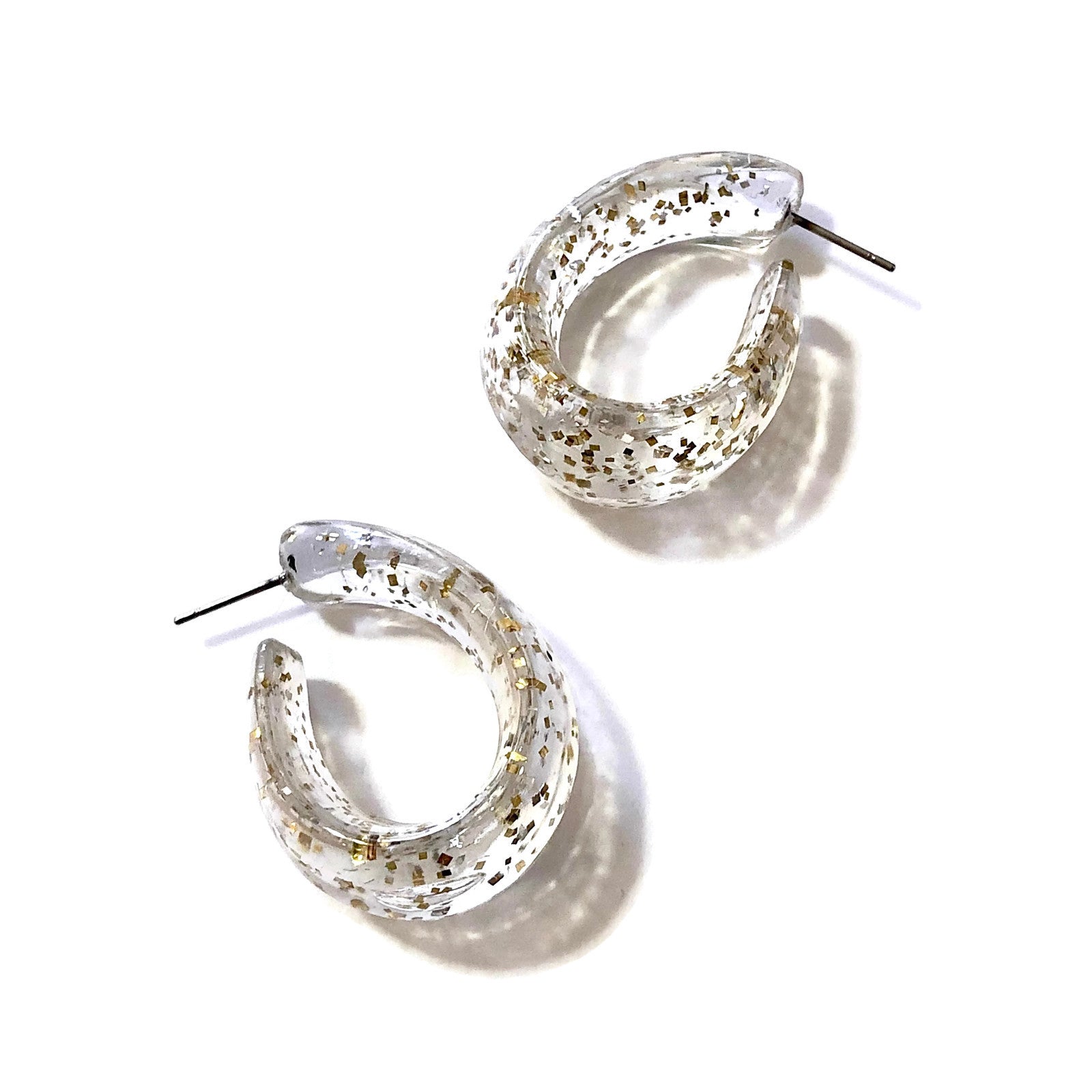Glitter Confetti Oval Hoop Earrings
