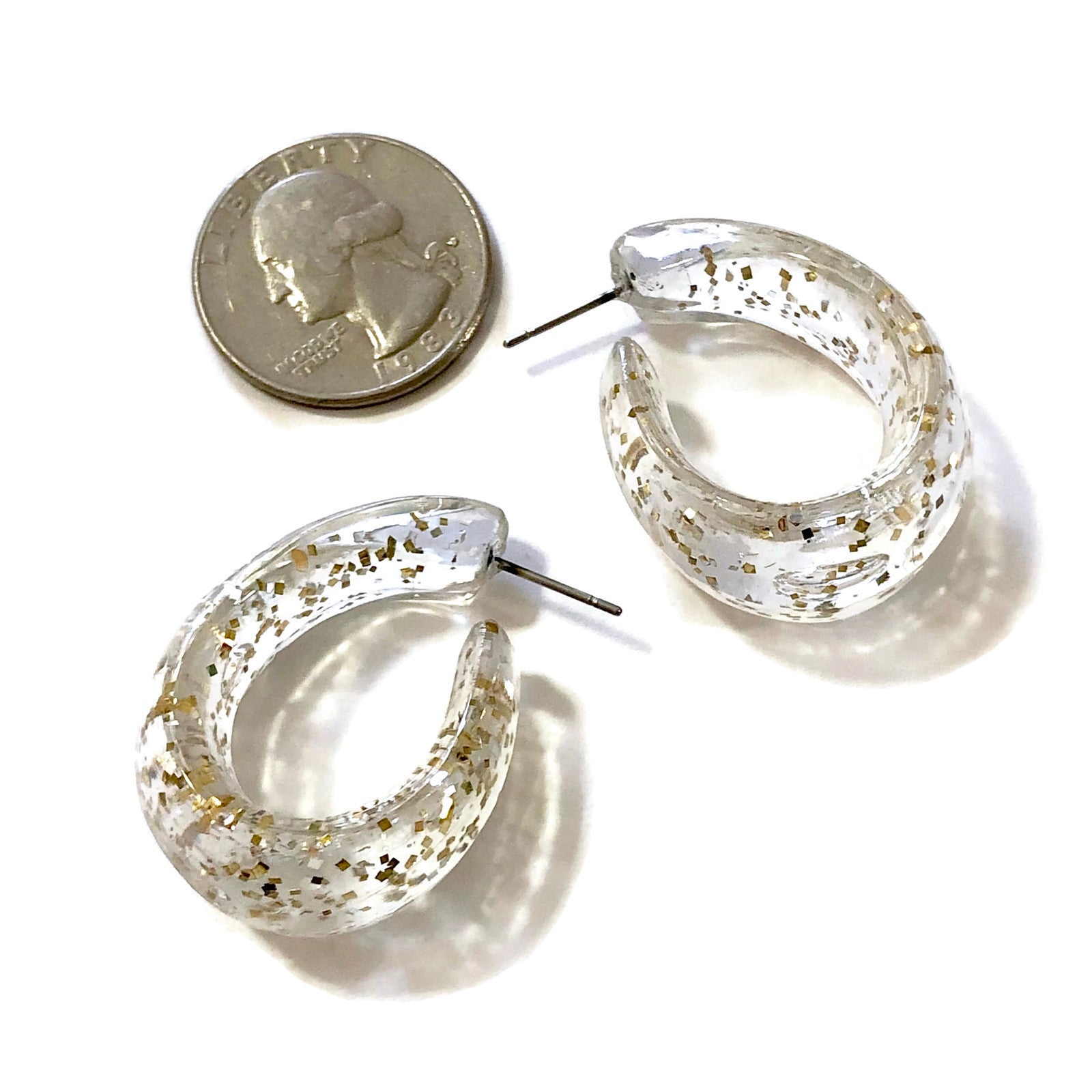 Glitter Confetti Oval Hoop Earrings