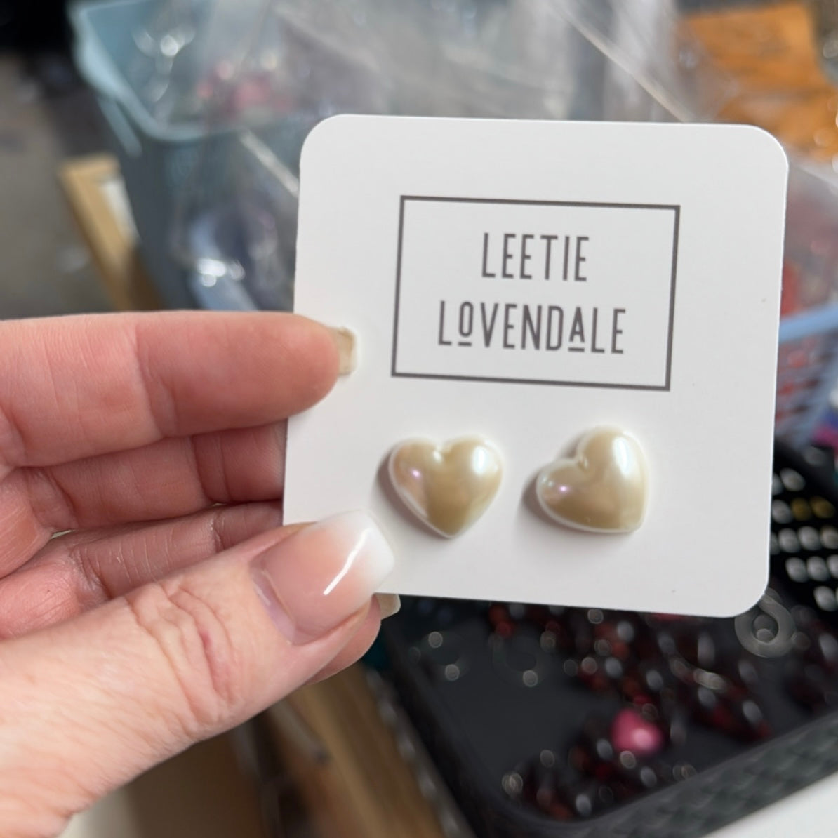 Puff Pearl Heart Studs