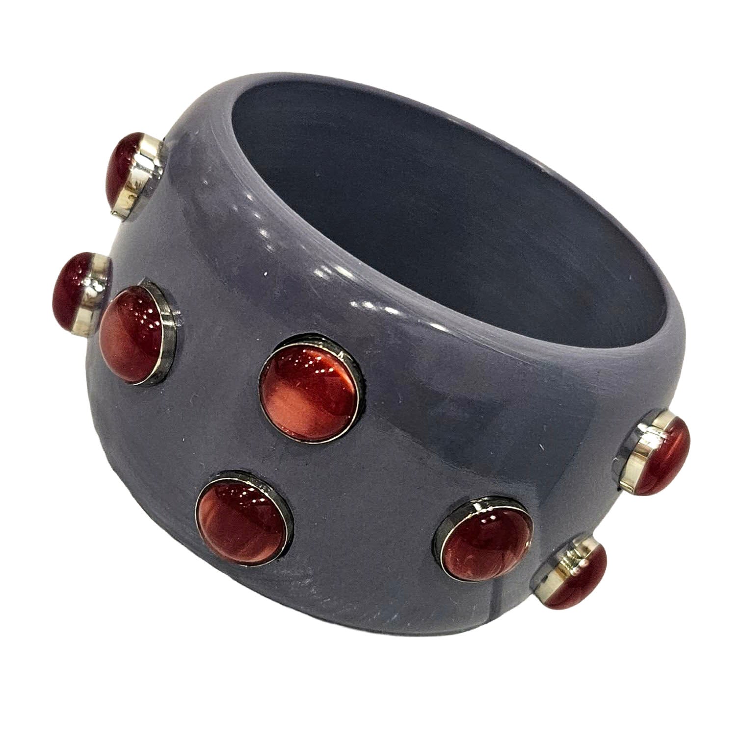 Plum Grey with Garnet Moonglow Bangle Bracelet