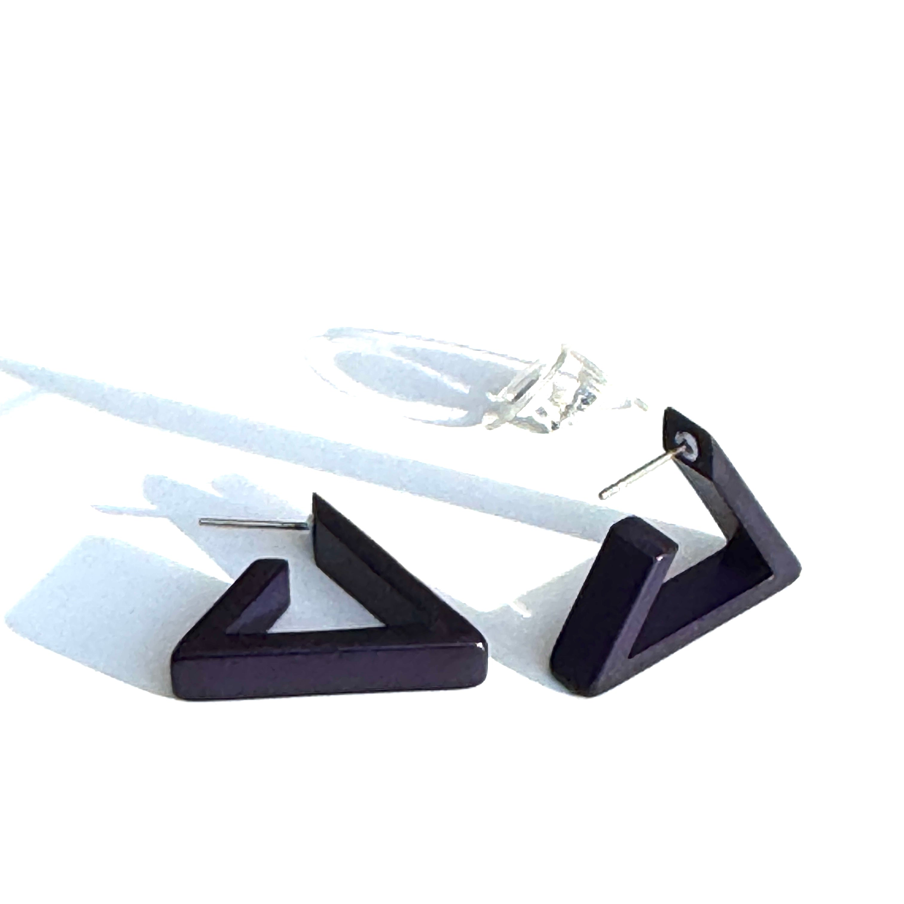 Triangle Frosted Lucite Hoop Earrings