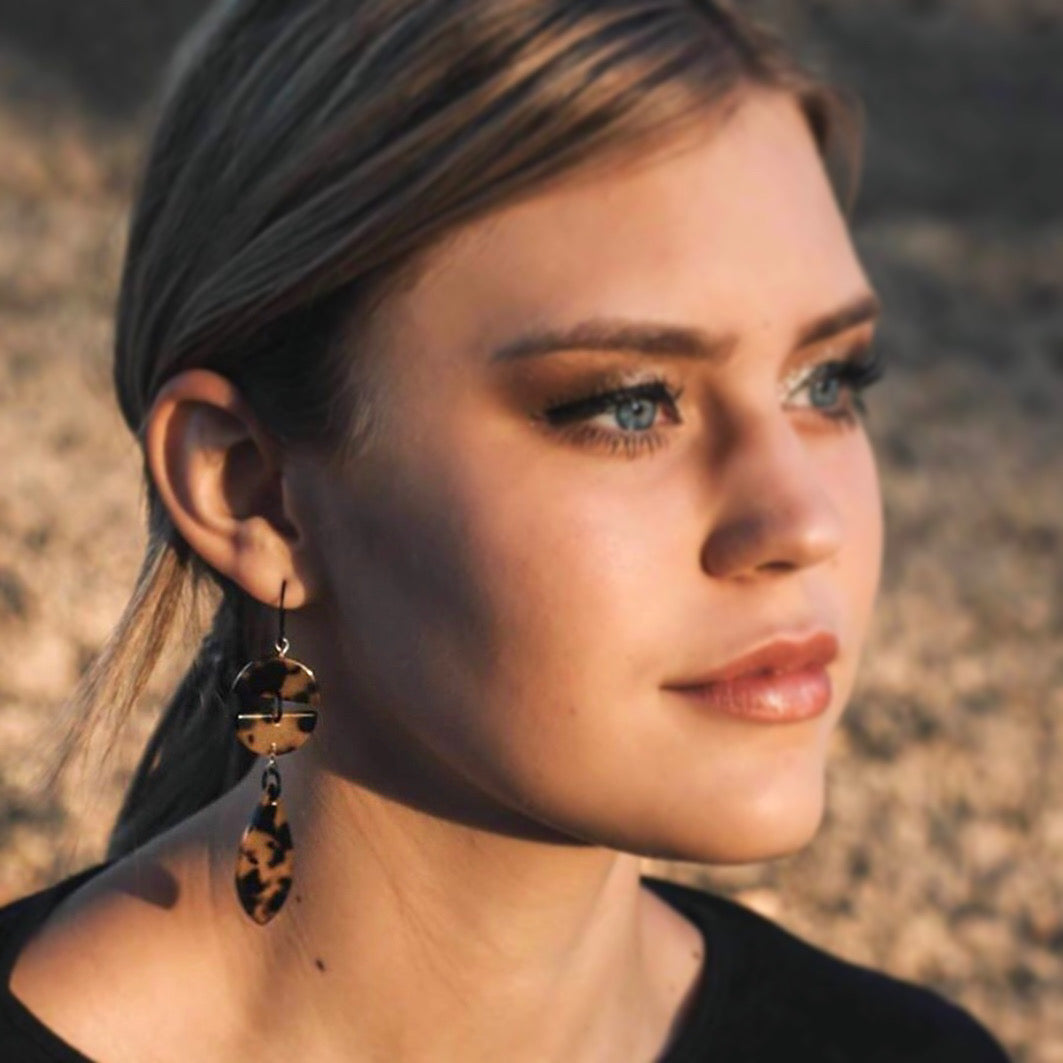 tortoise statement drop earrings