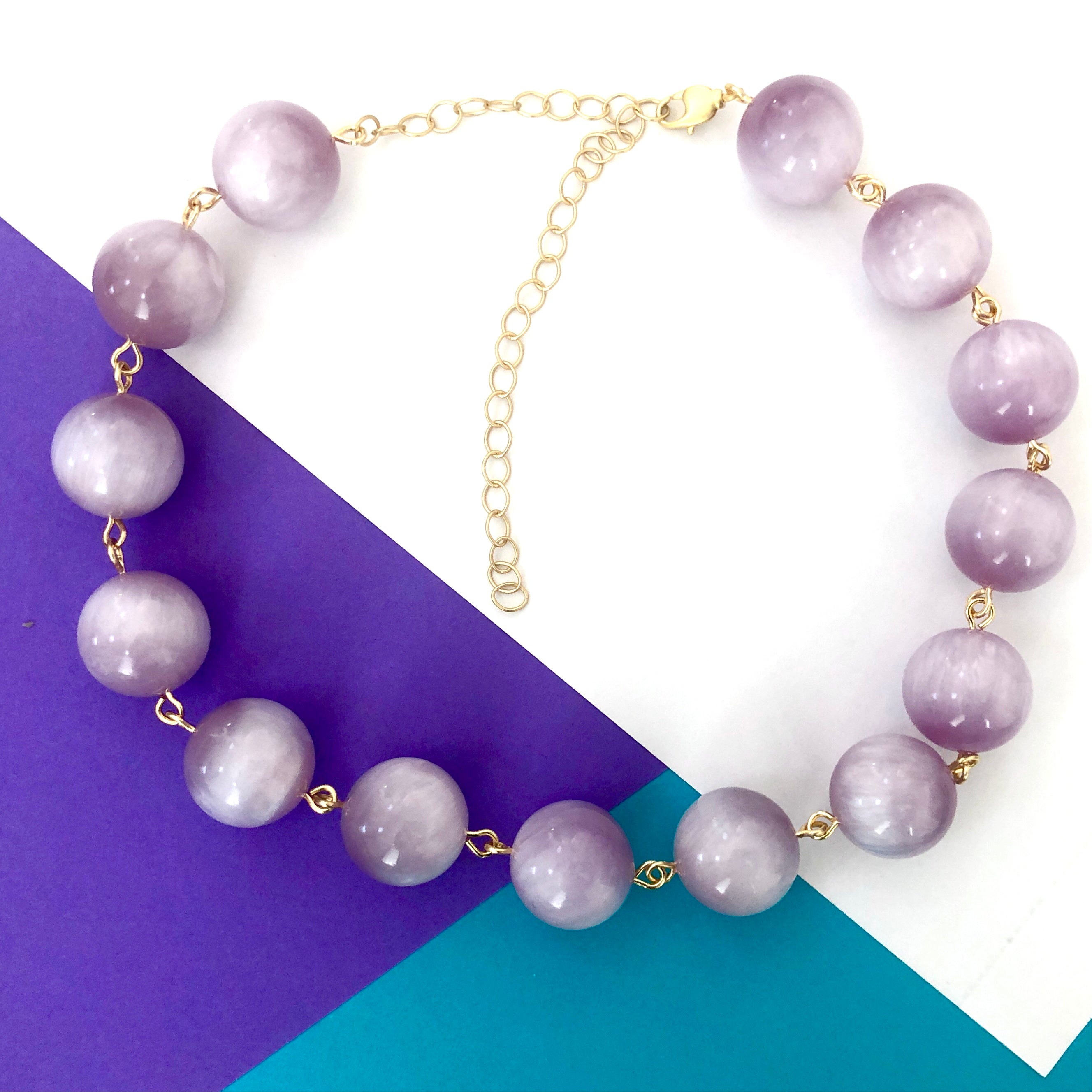 Lilac Purple Beaded Amelia Necklace *