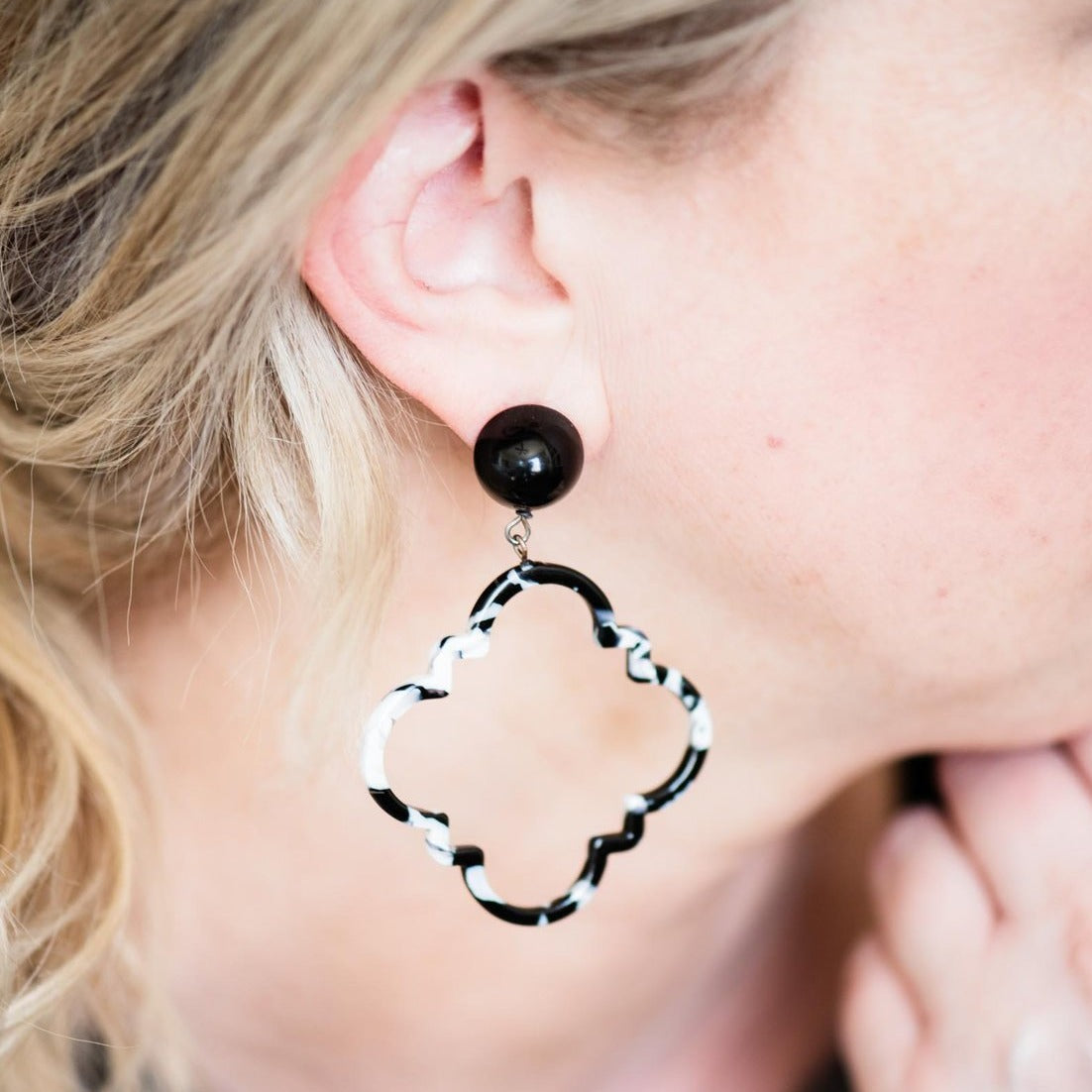 purple quatrefoil earrings