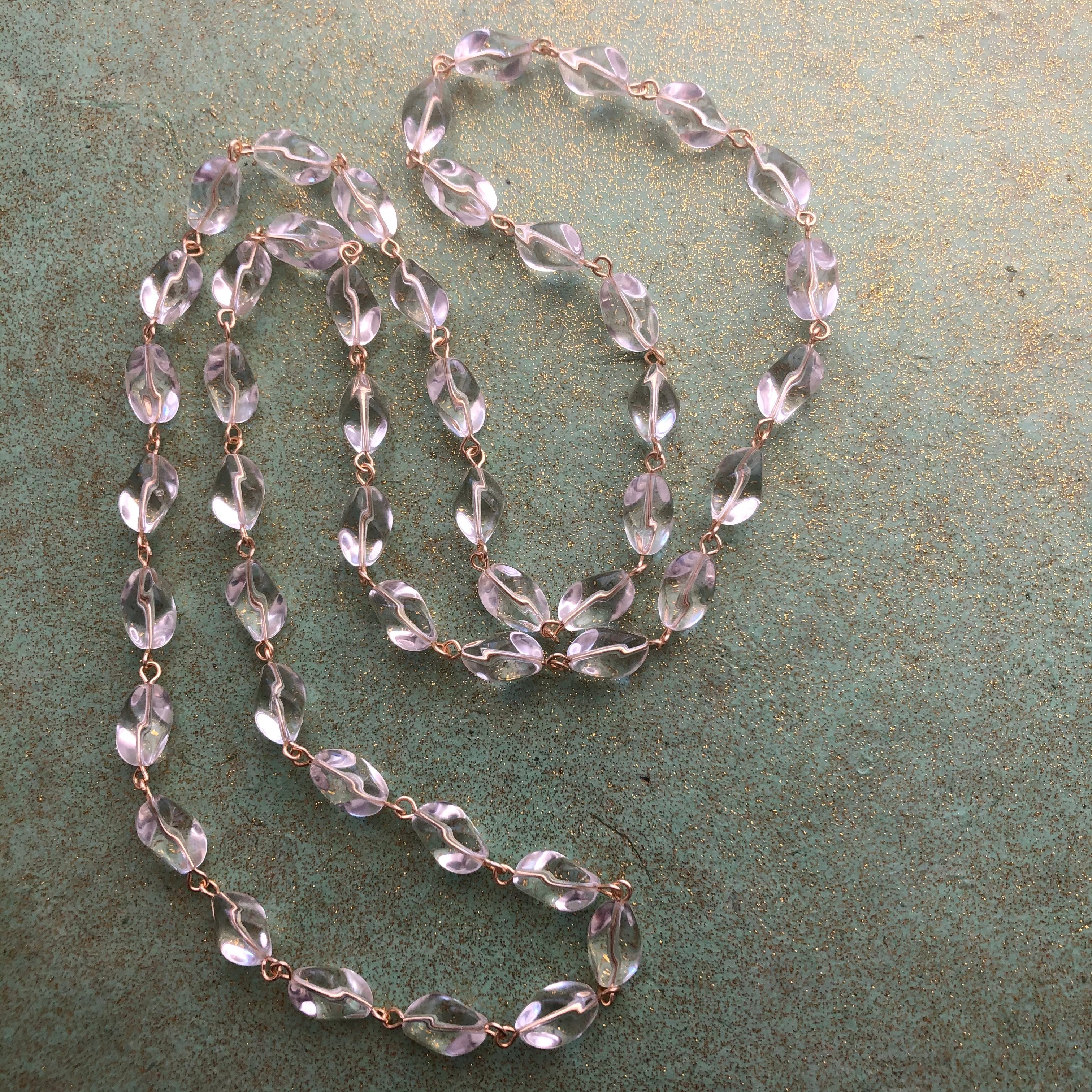 long clear necklace layering