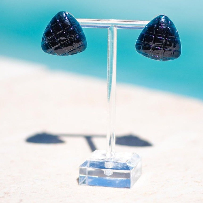 dark blue acrylic earrings