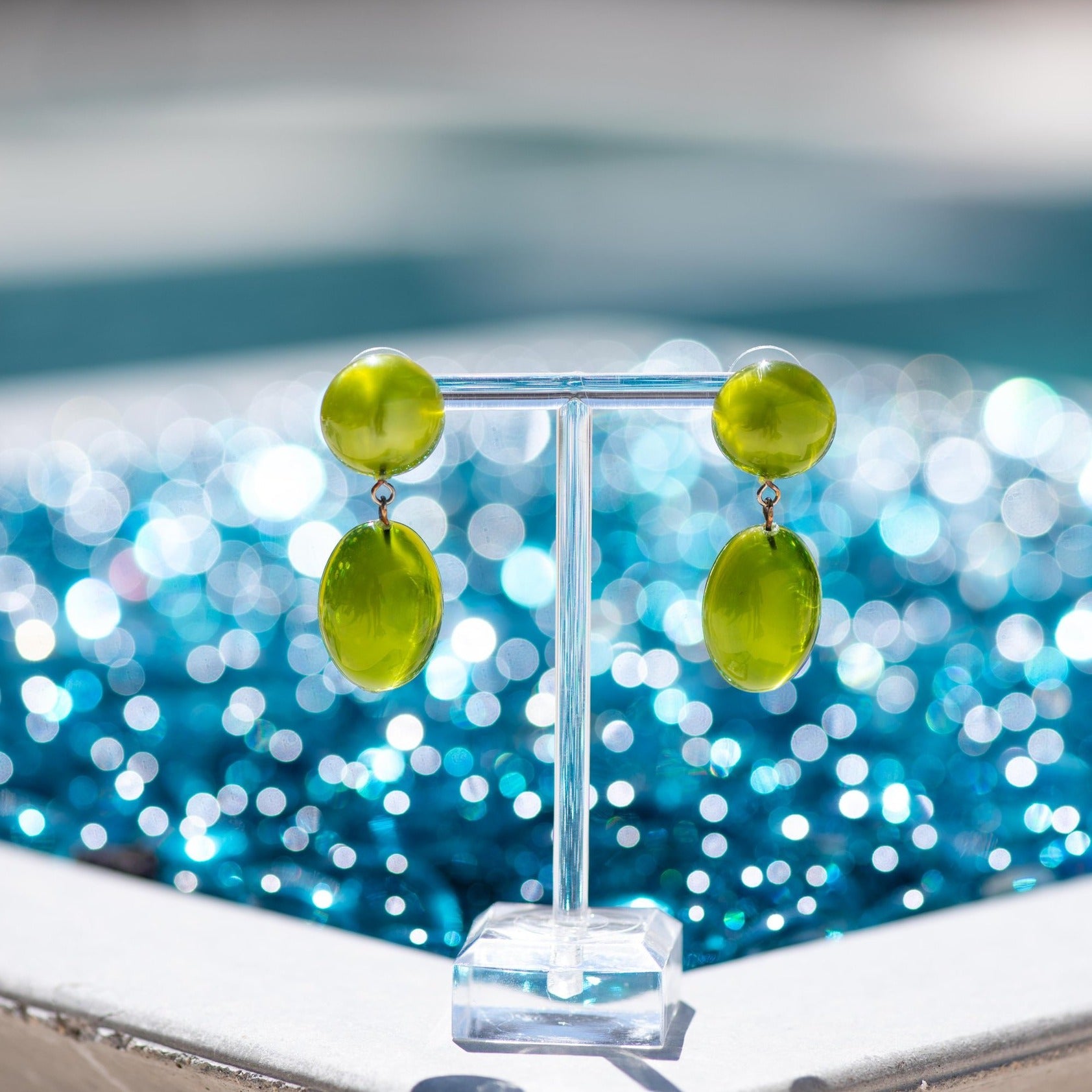 olive green statement earrings