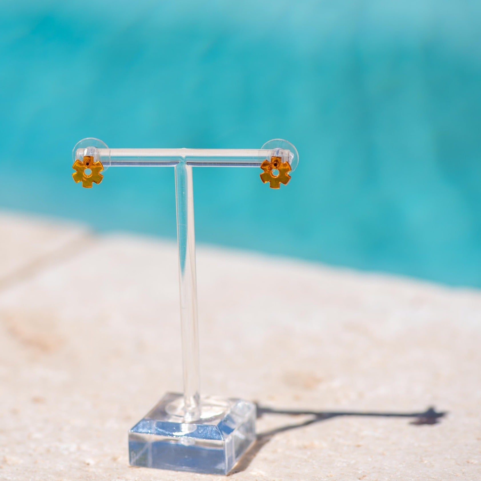 dark amber plastic earrings