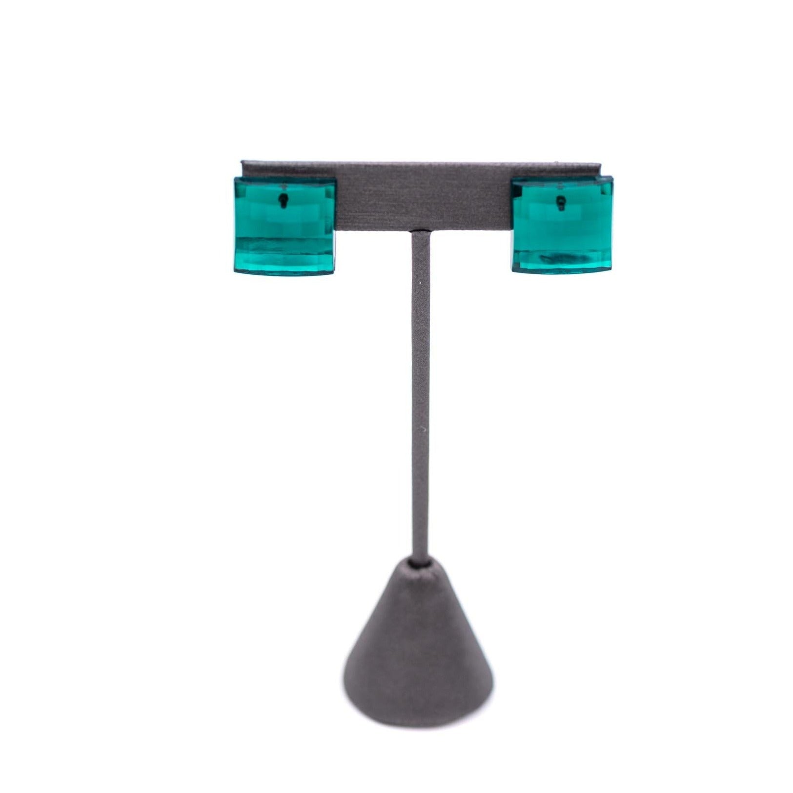 deep green faceted earrings