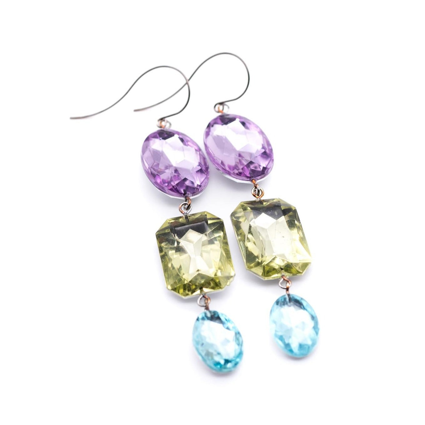 pastel gem long earrings