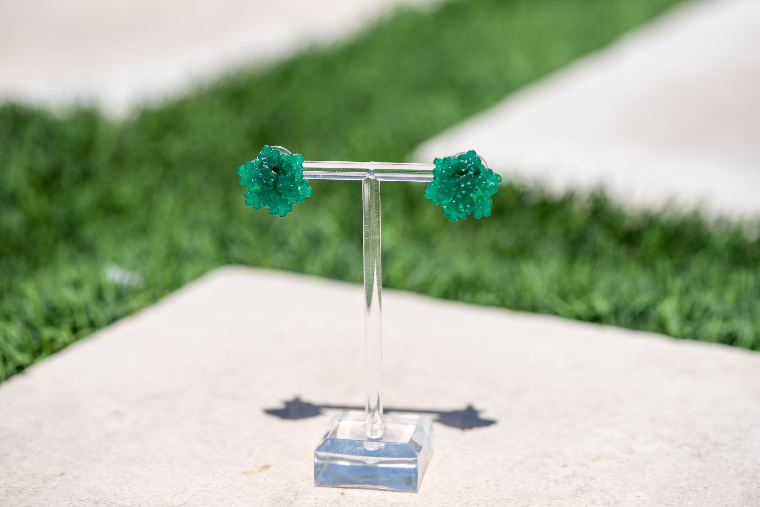 vintage green flower earrings