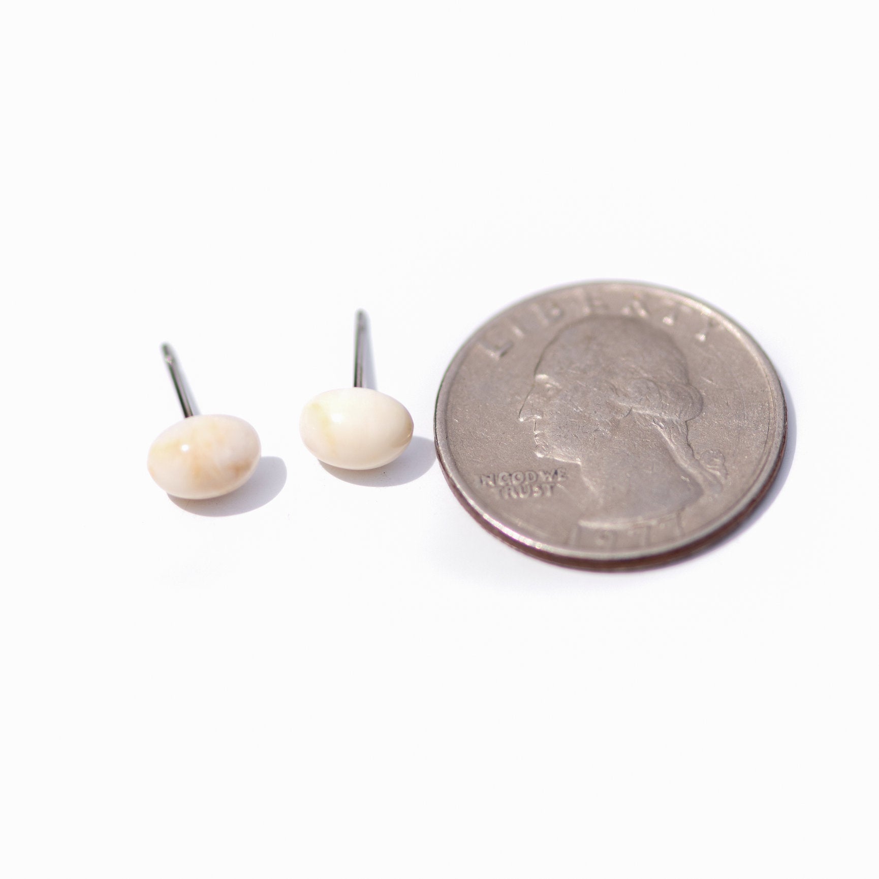 small off white earrings