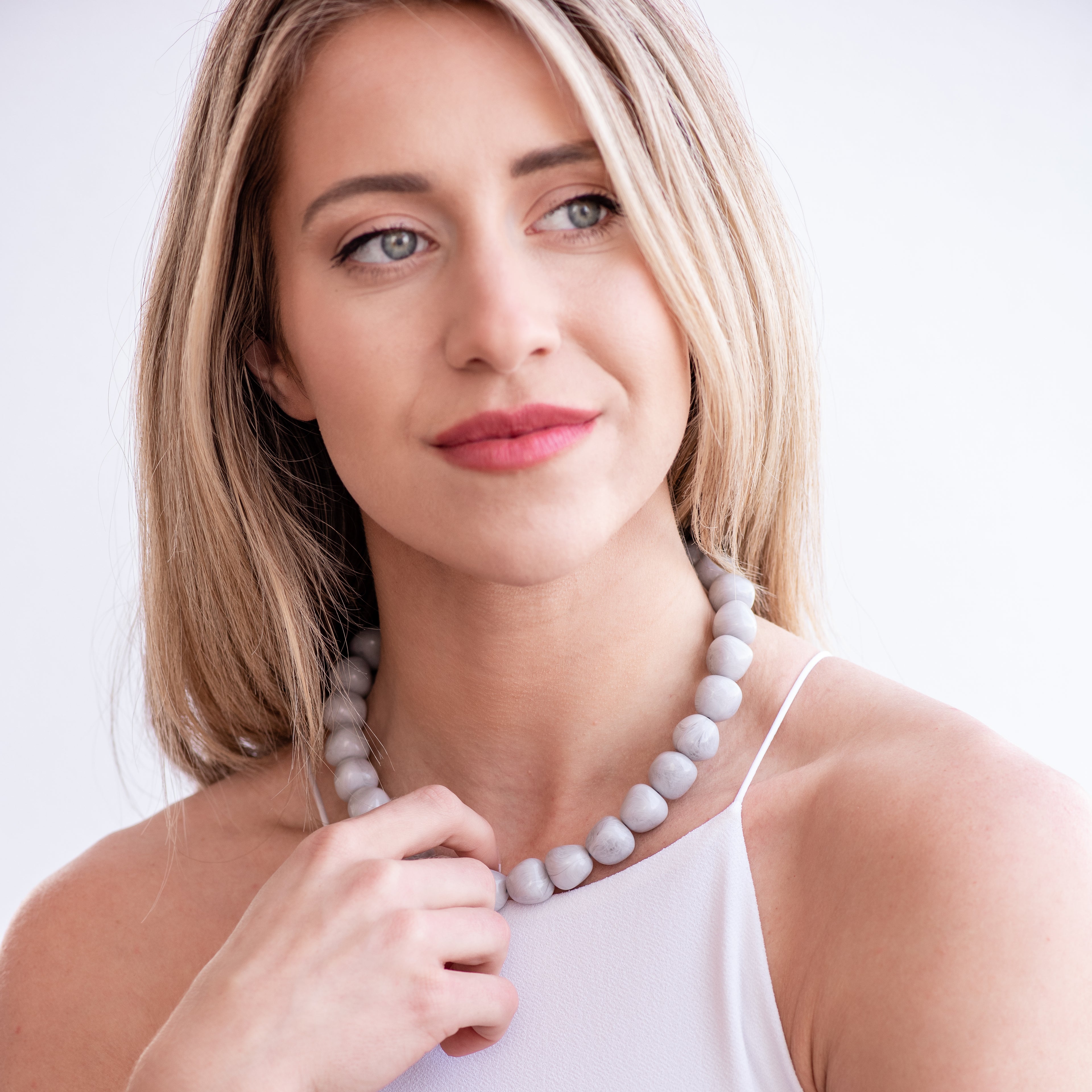 grey lucite necklace