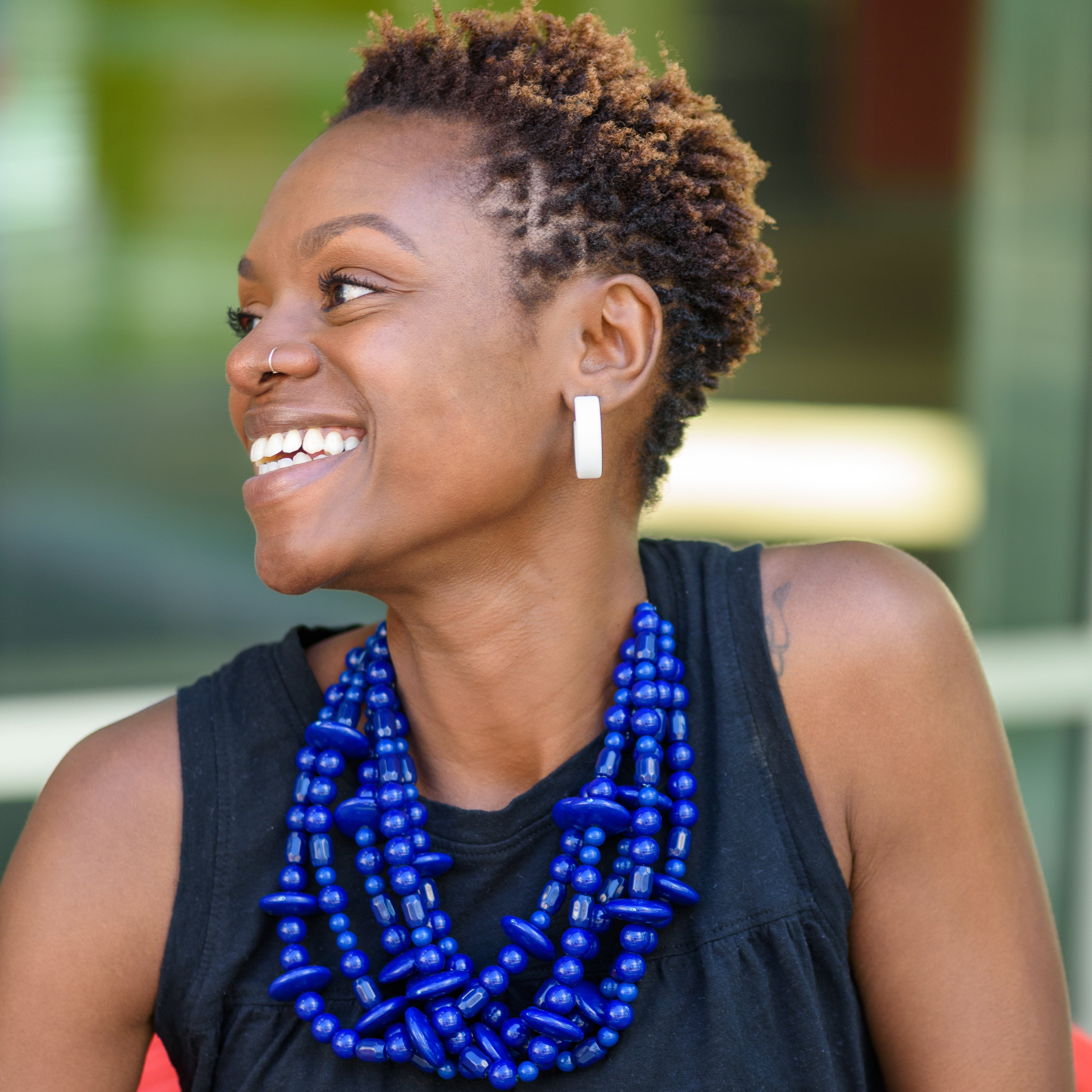 Navy Bright Blue Saucer Sylvie Necklace